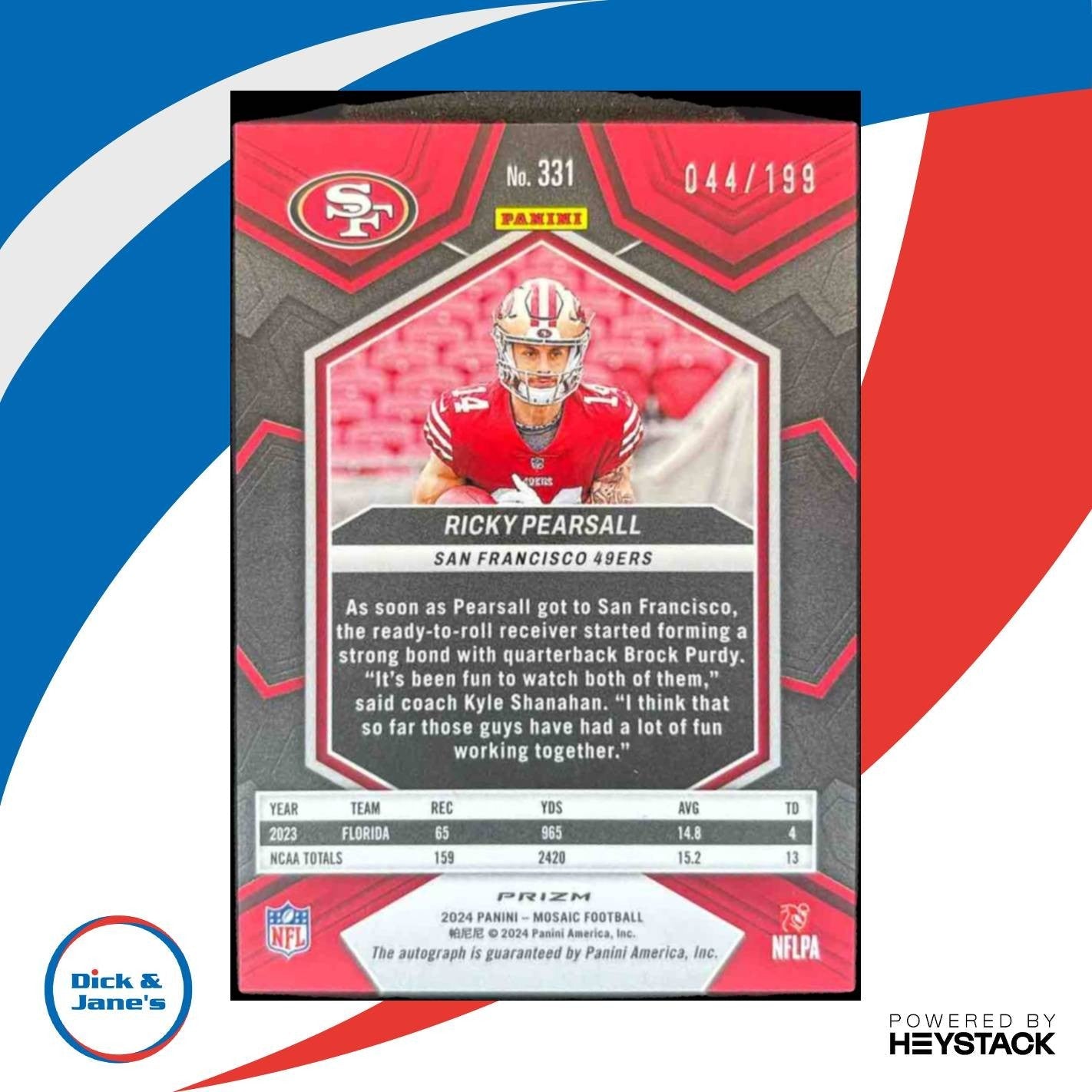 2024 Panini Mosaic Ricky Pearsall Rookie Auto Red