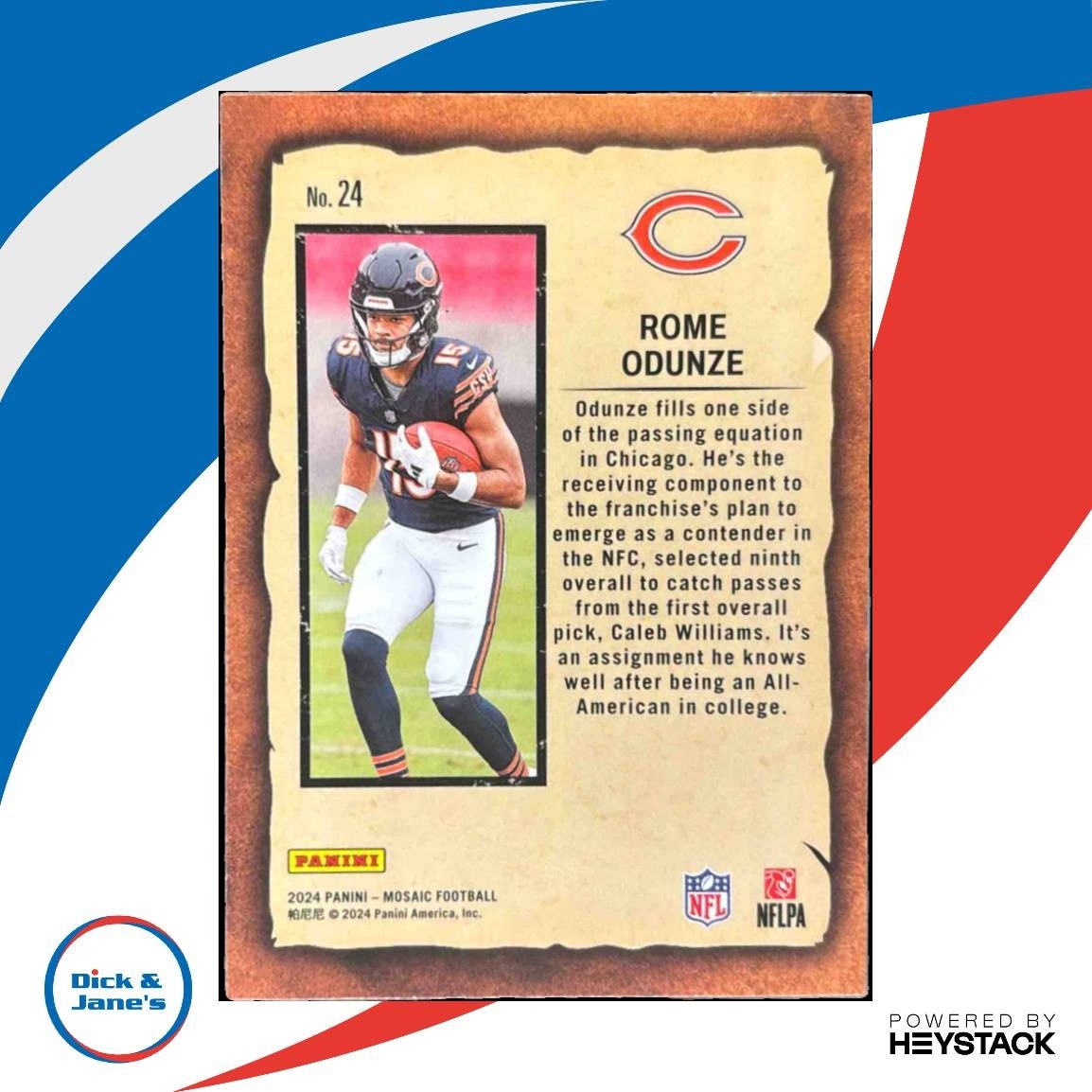 2024 Panini Mosaic Rome Odunze Notoriety #24 RC Chicago Bears - Sports Cards