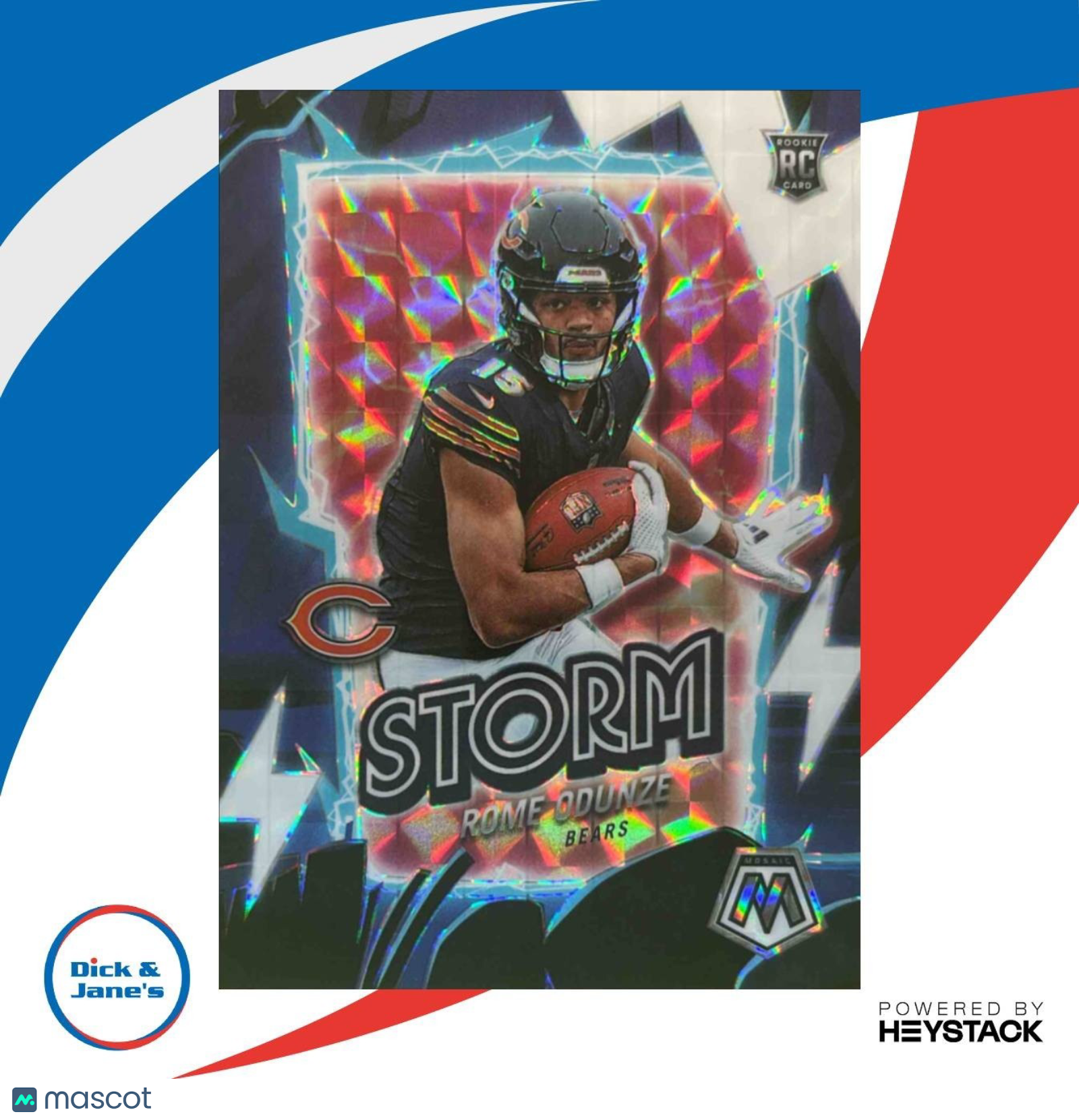 2024 Panini Mosaic Rome Odunze Storm White 21/25 #6 RC Chicago Bears - Sports Cards