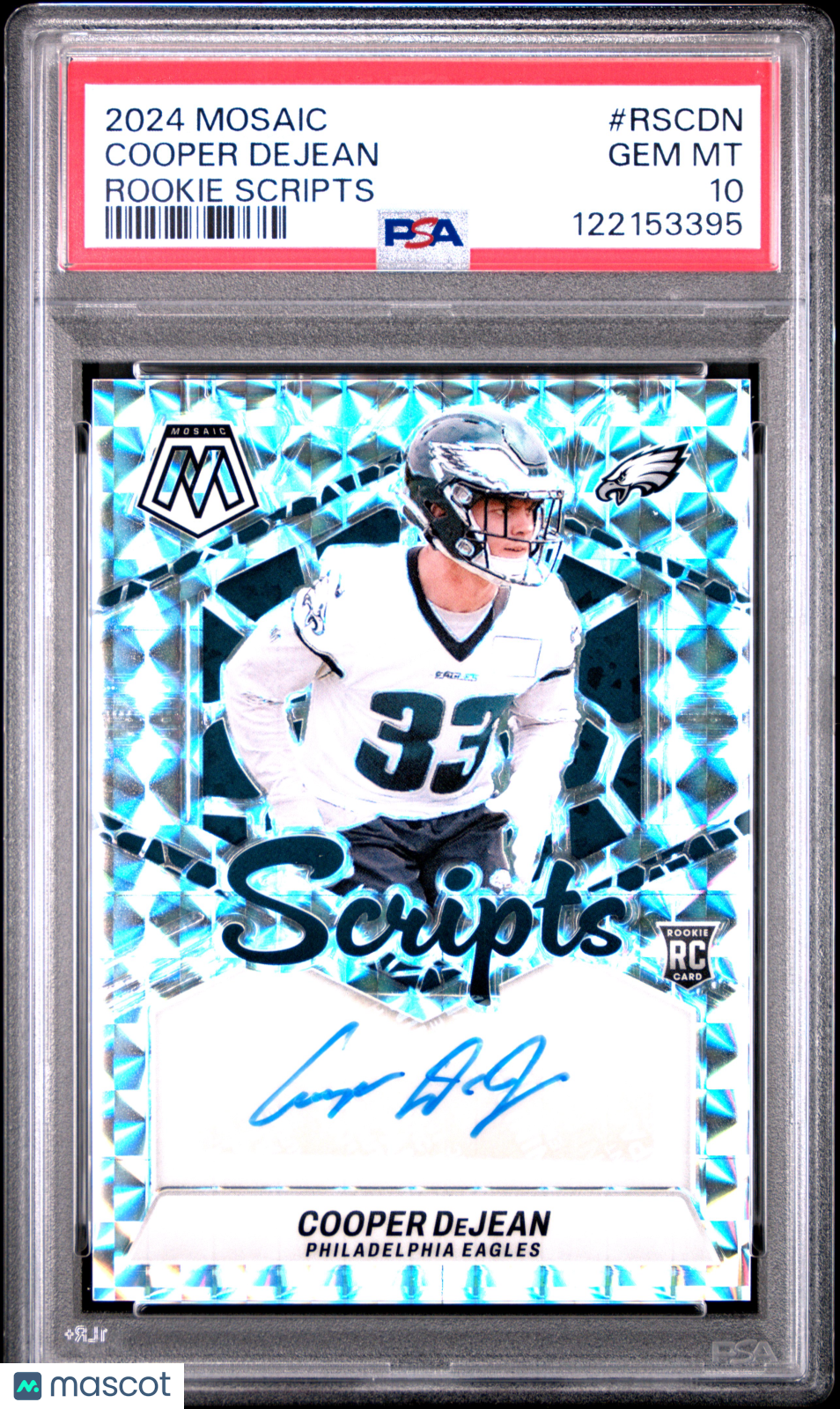 2024 Panini Mosaic Rookie Scripts Cooper Dejean #RSCDN PSA 10 - Graded Sports Cards