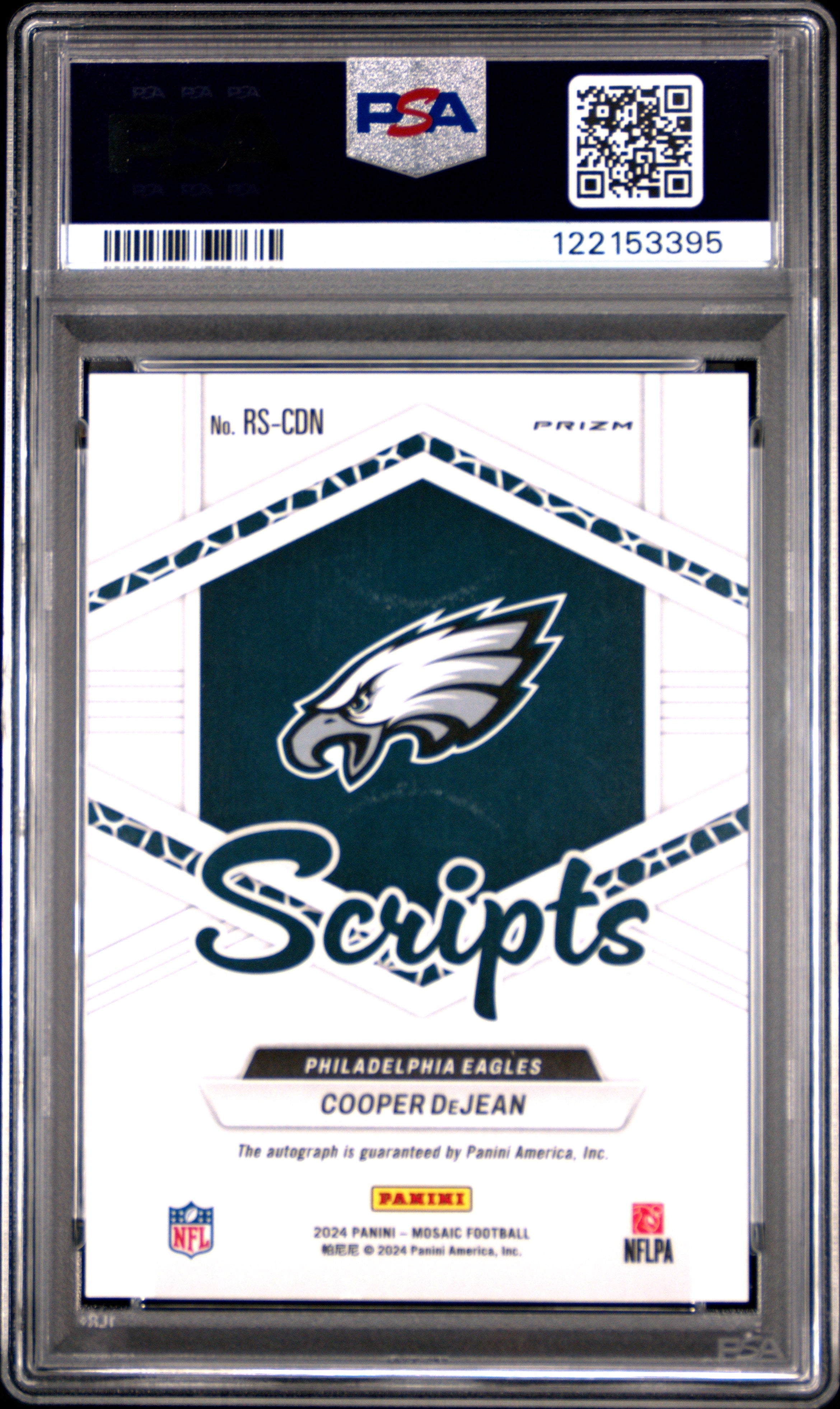 2024 Panini Mosaic Rookie Scripts Cooper Dejean #RSCDN PSA 10 - Graded Sports Cards