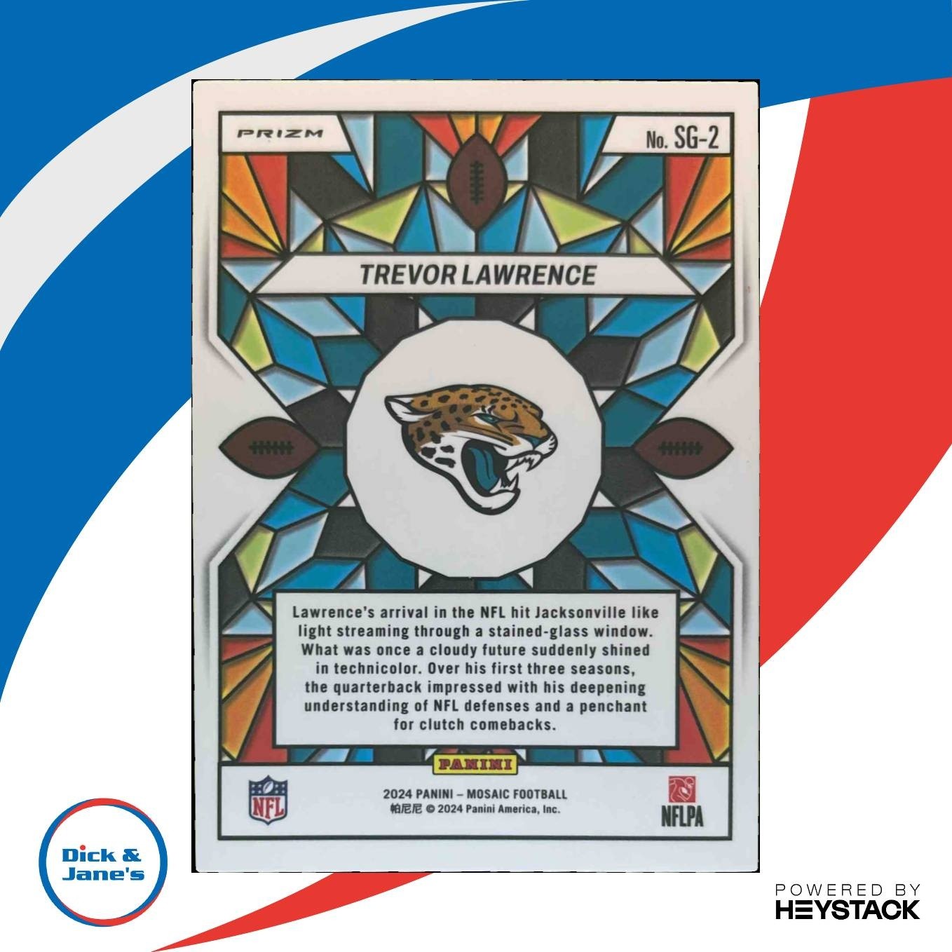 2024 Panini Mosaic Trevor Lawrence Stained Glass #SG-2 Jacksonville Jaguars - Sports Cards
