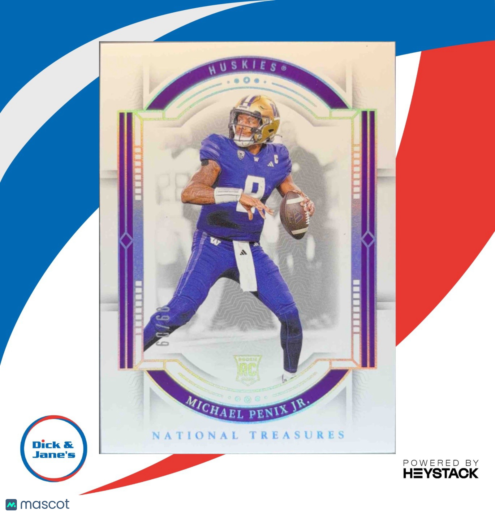 2024 Panini National Treasures Collegiate Silver #1 Michael Penix Jr /50 Huskies - Sports Cards