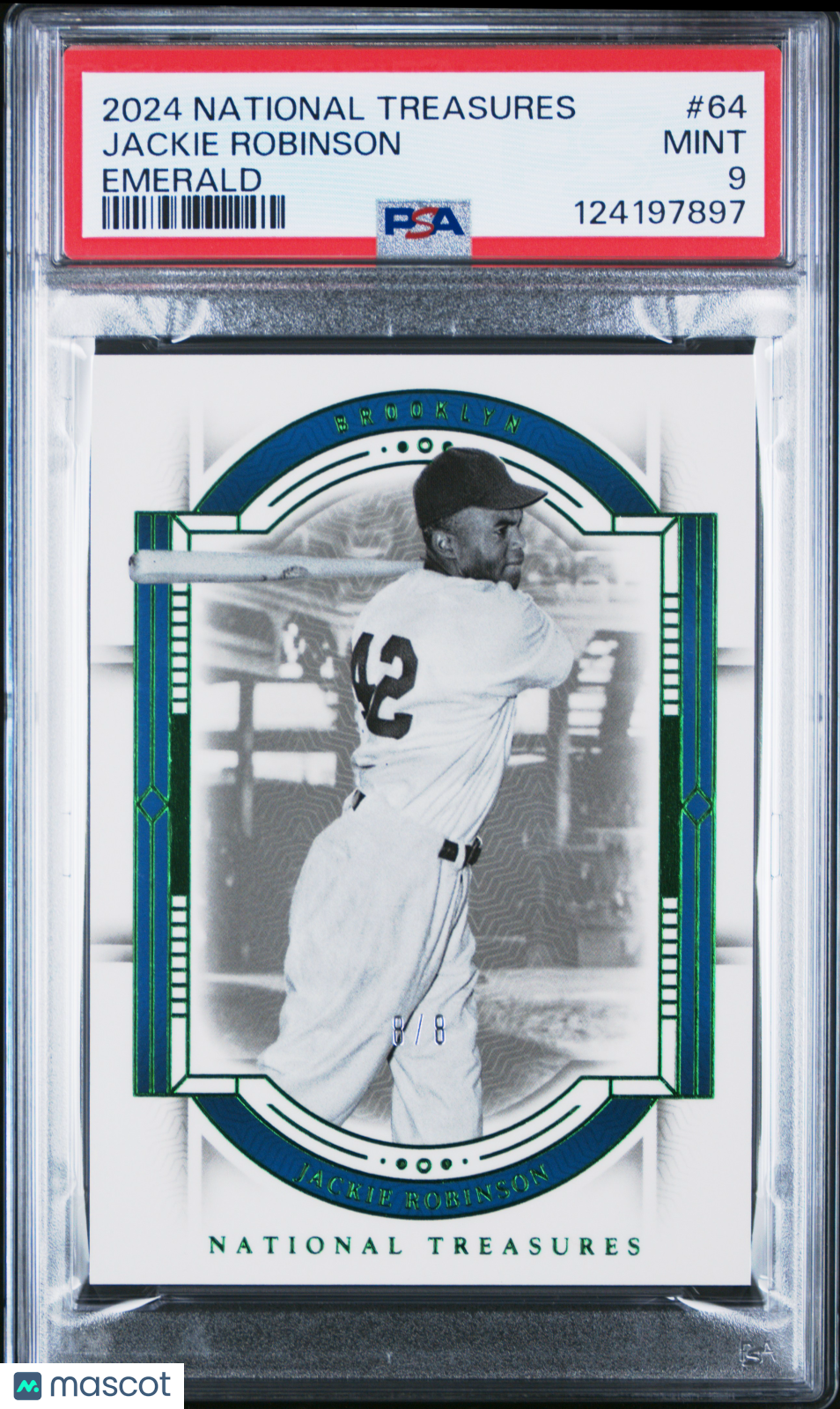 2024 Panini National Treasures Jackie Robinson Emerald 8/8 #64 PSA 9 - Graded Sports Cards