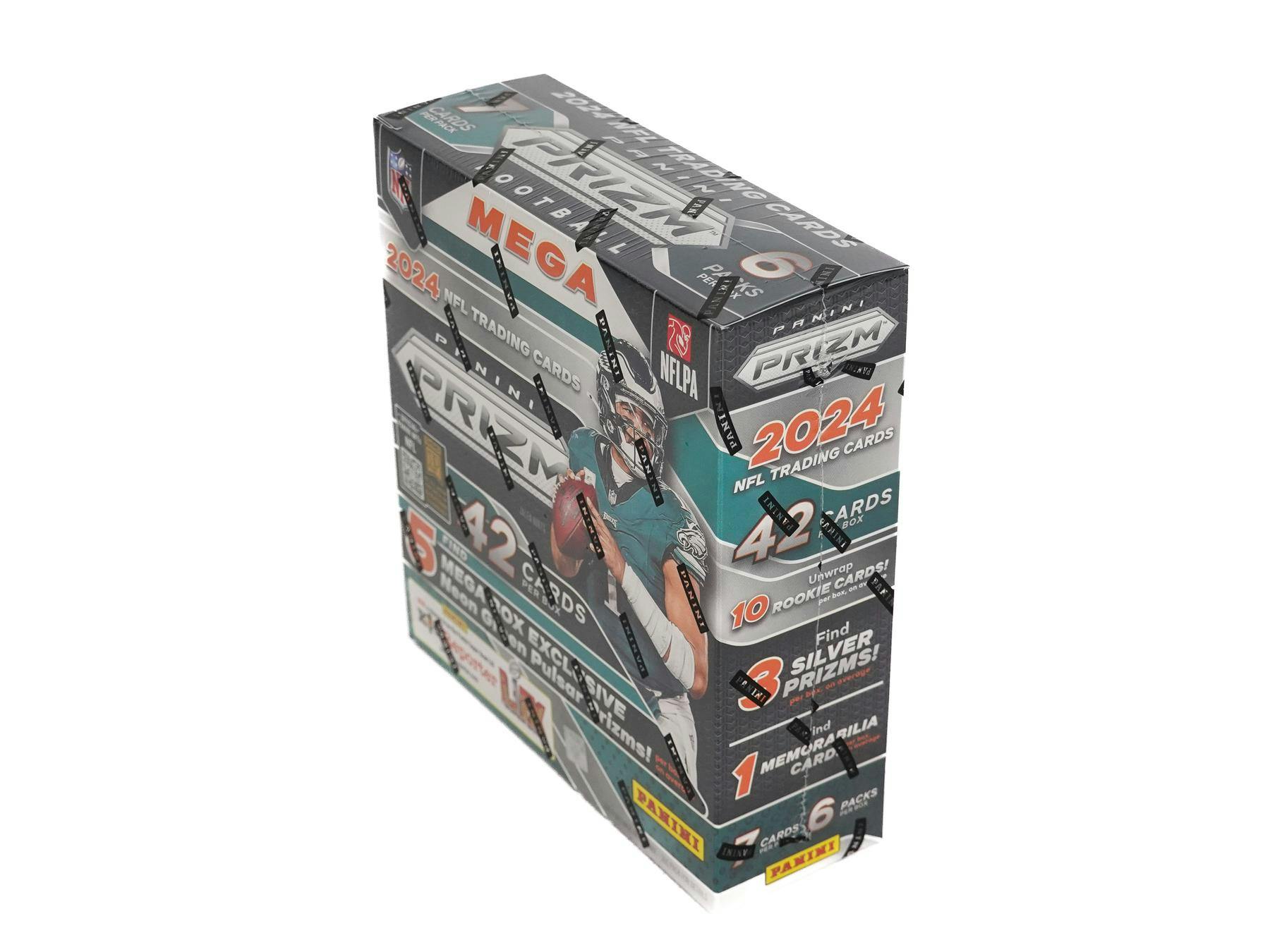 2024 Panini NFL Prizm Football Trading Card Mega Box (Neon Green Pulsar + Mem) - NFL Blaster