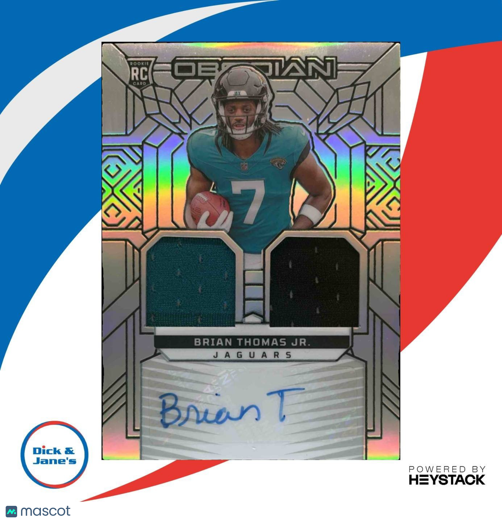 2024 Panini Obsidian Brian Thomas Jr. Dual Patch Auto Silver /99 RC Jaguars - Sports Cards
