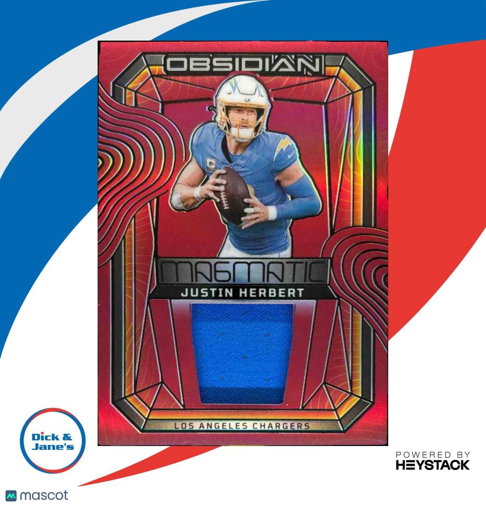 2024 Panini Obsidian Justin Herbert Magmatic Memorabilia Red /75 MEM Chargers - Sports Cards