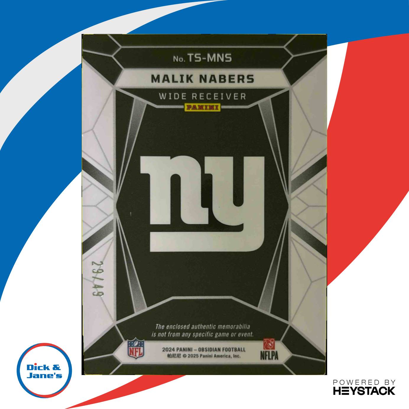 2024 Panini Obsidian Malik Nabers Trifecta Swatches Purple 29/49 RC NY Giants Sports Cards