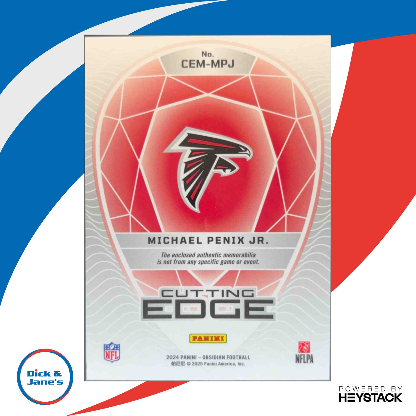 2024 Panini Obsidian Michael Penix Jr. Cutting Edge Materials Mem RC Falcons - Sports Cards