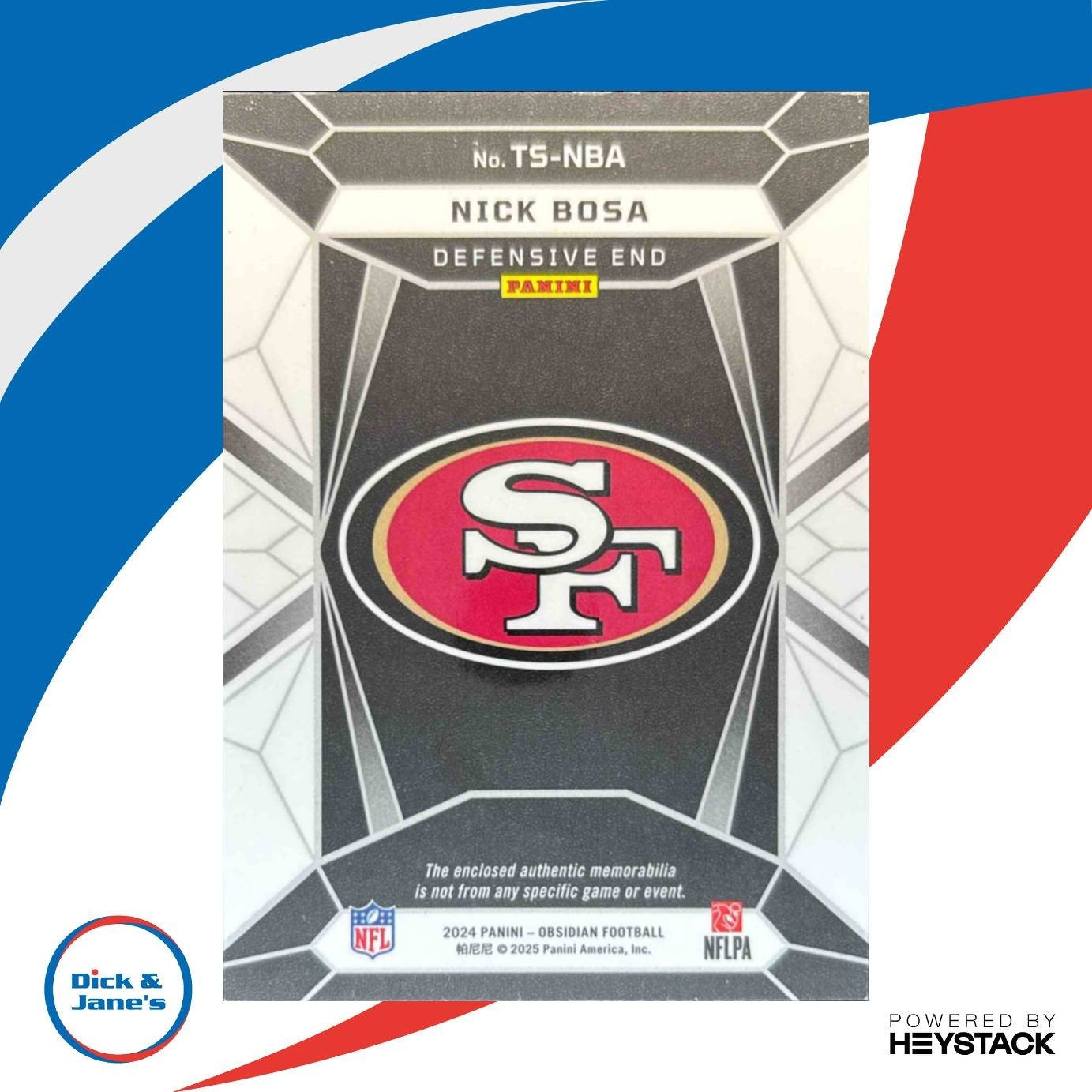 2024 Panini Obsidian Nick Bosa Trifecta Swatches #TS-NBA MEM San Francisco 49ers - Sports Cards