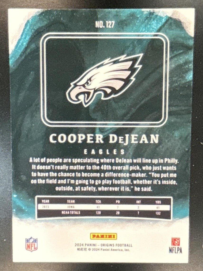 2024 Panini Origins Cooper DeJean Holo Green 1/10 #127 RC Philadelphia Eagles - Sports Cards
