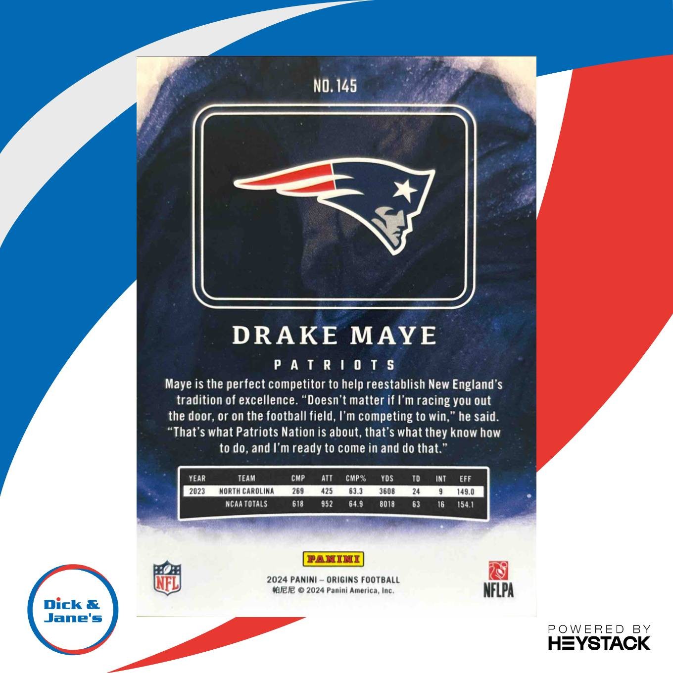 2024 Panini Origins Drake Maye Rookies Silver 14/75 #145 RC New England Patriots - Sports Cards