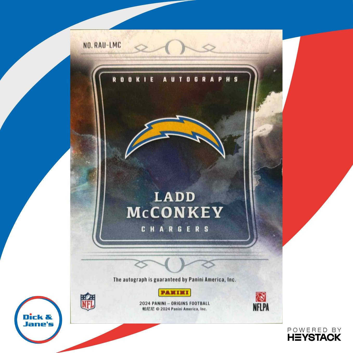 2024 Panini Origins Ladd McConkey Rookie Auto #RAU-LMC RC Los Angeles Chargers - Sports Cards