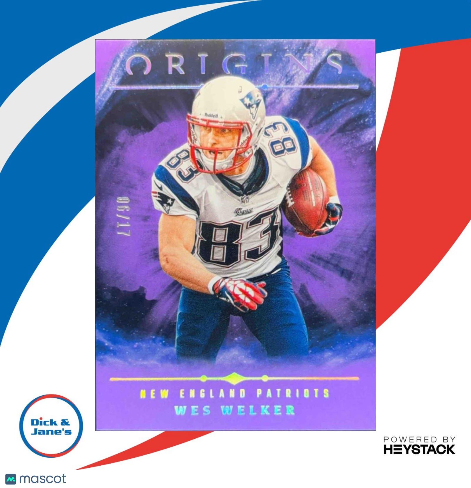 2024 Panini Origins Wes Welker Purple 6/17 #49 New England Patriots - Sports Cards