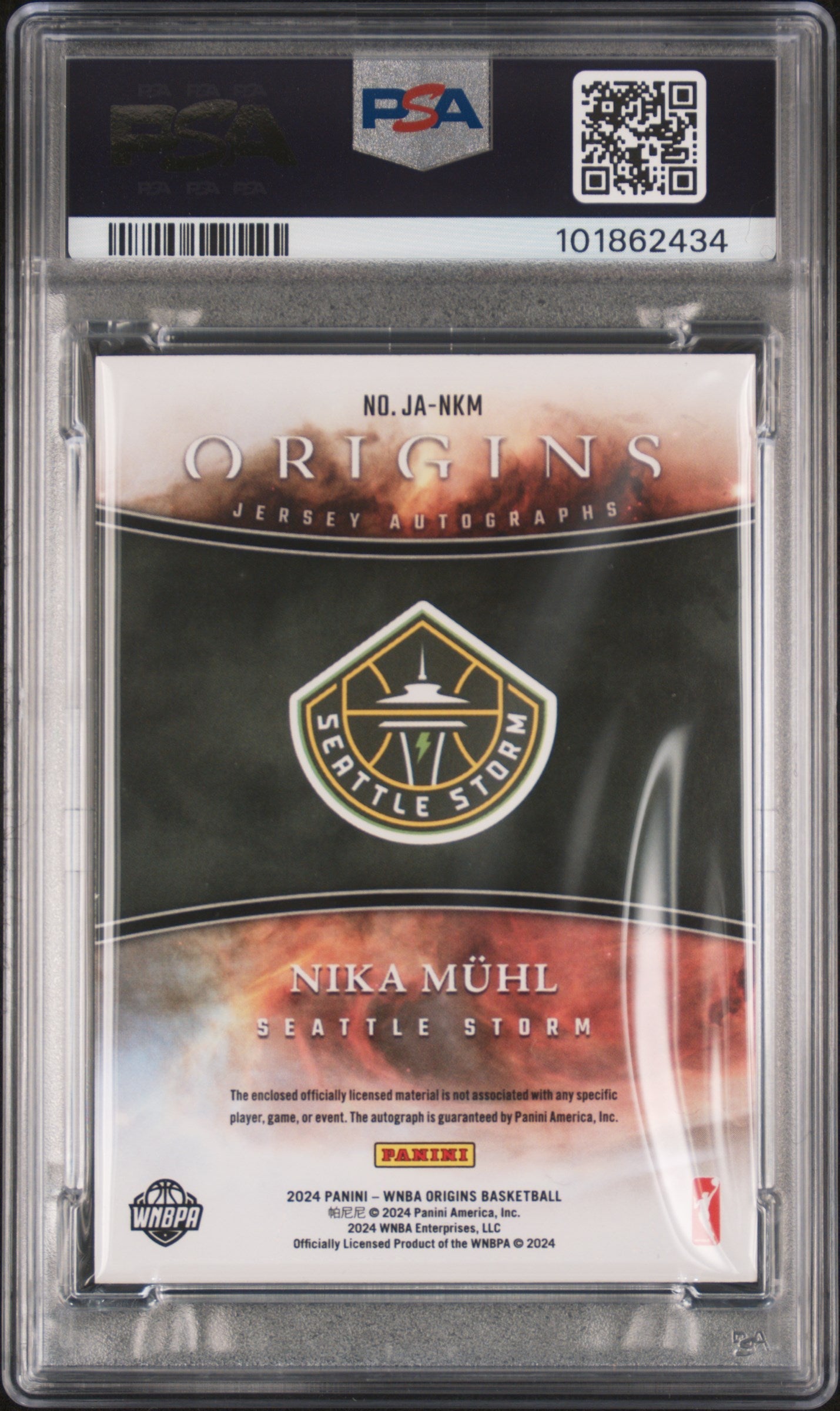 2024 Panini Origins WNBA Jersey Autographs Nika Muhl #JANKM PSA 10 - Graded Sports Cards