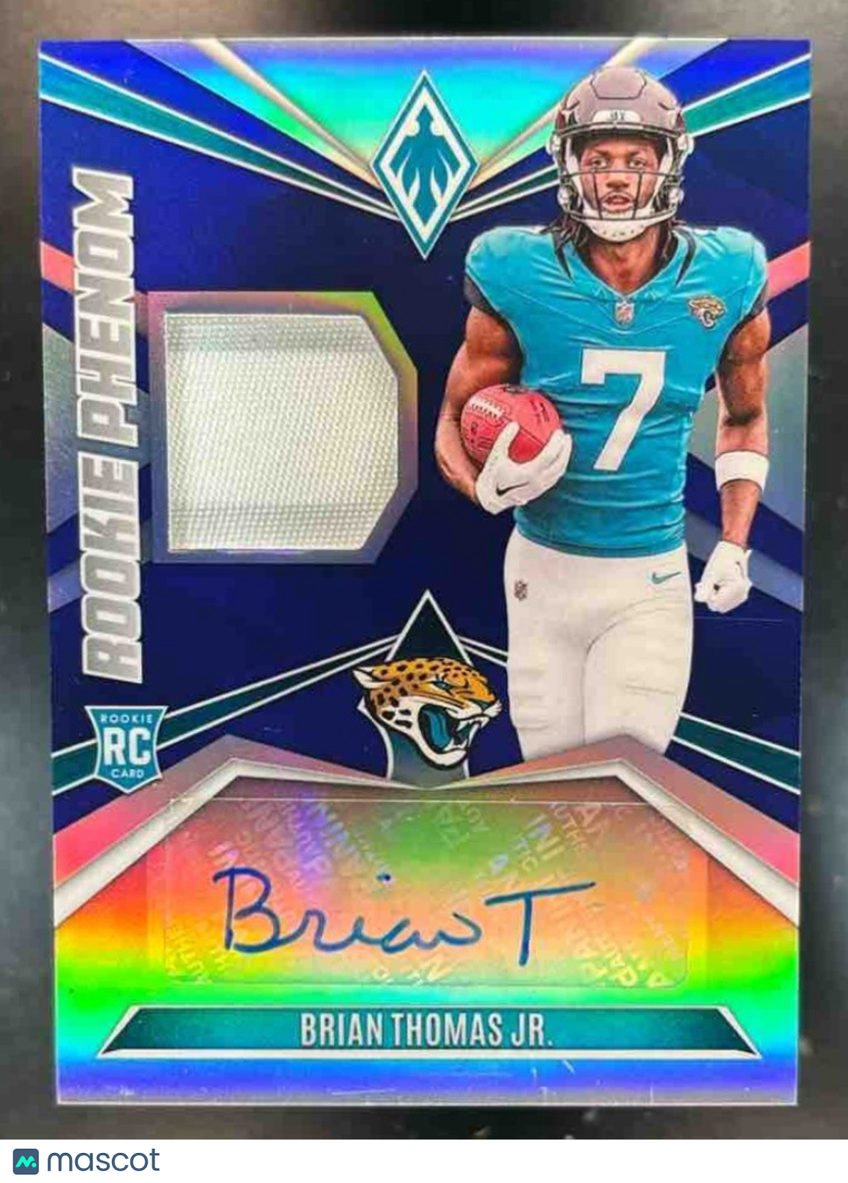 2024 Panini Phoenix Brian Thomas Jr. Rookie Phenom Patch Auto Blue /49 RC Jaguar - Sports Cards
