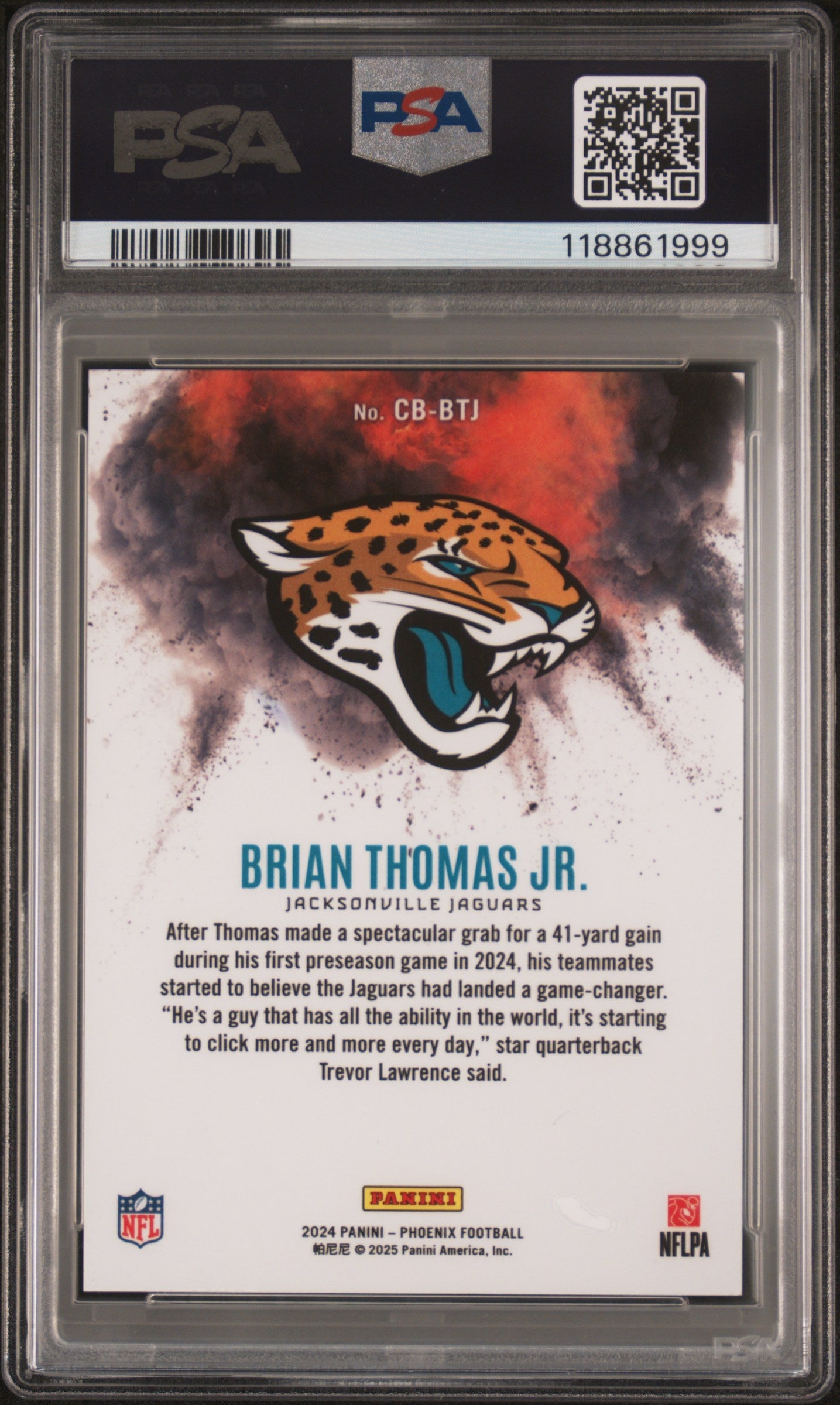 2024 Panini Phoenix Color Blast Brian Thomas JR. #CBBTJ PSA 10 - Graded Sports Cards
