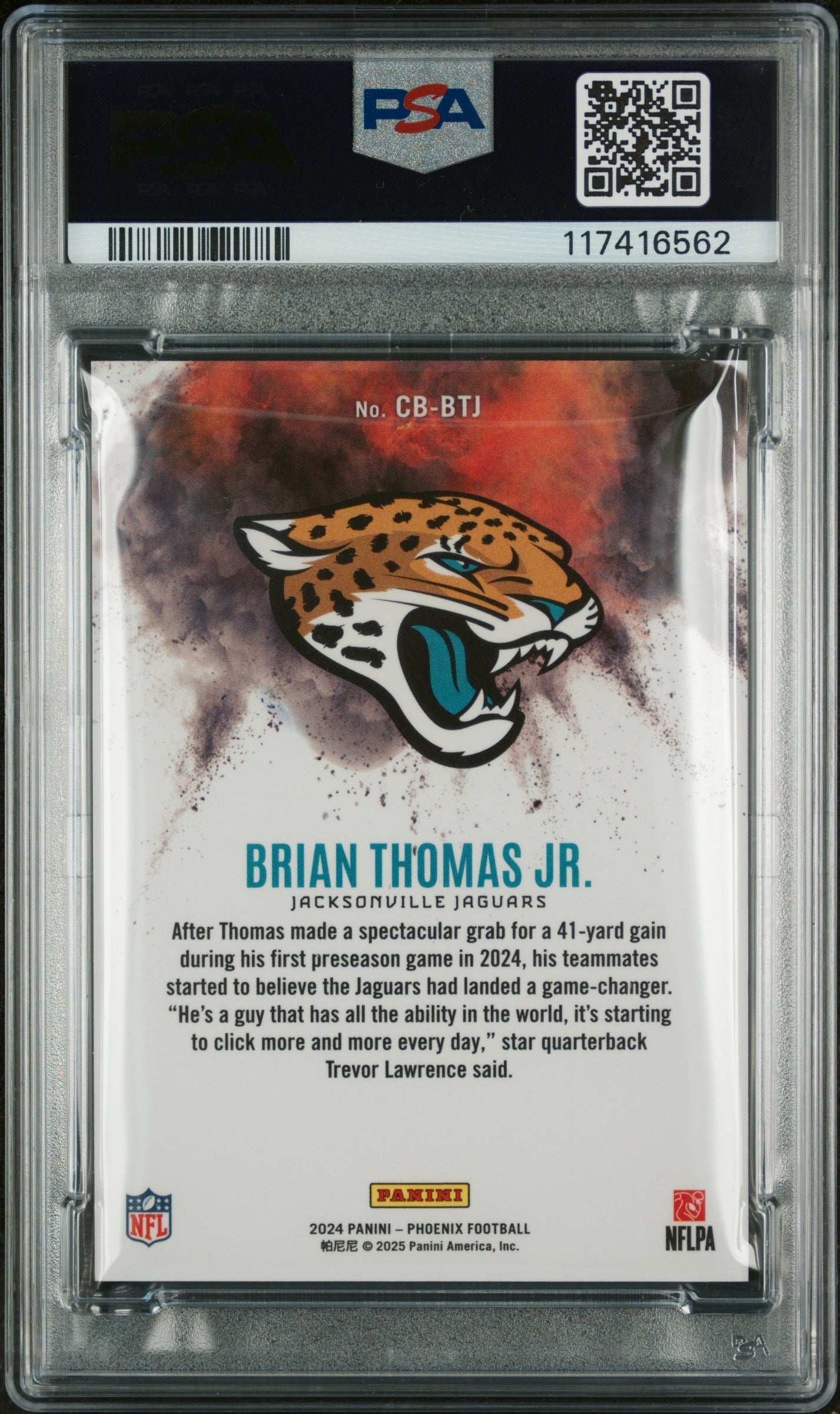 2024 Panini Phoenix Color Blast Brian Thomas JR. Rookie #CBBTJ PSA 10 GEM MINT - Graded Sports Cards