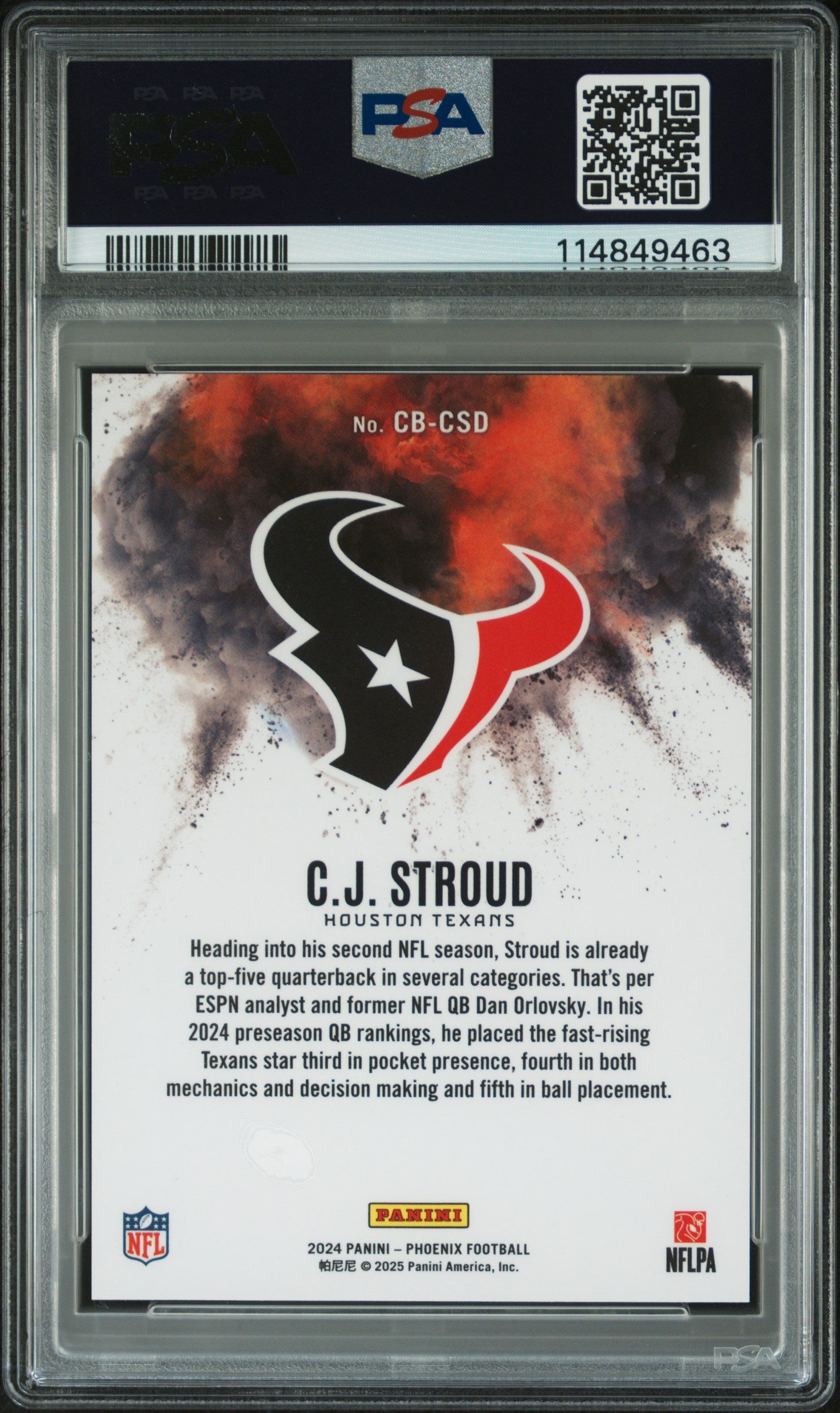 2024 Panini Phoenix Color Blast CJ Stroud #CBCSD PSA 10 GEM MINT Houston Texans - Graded Sports Cards