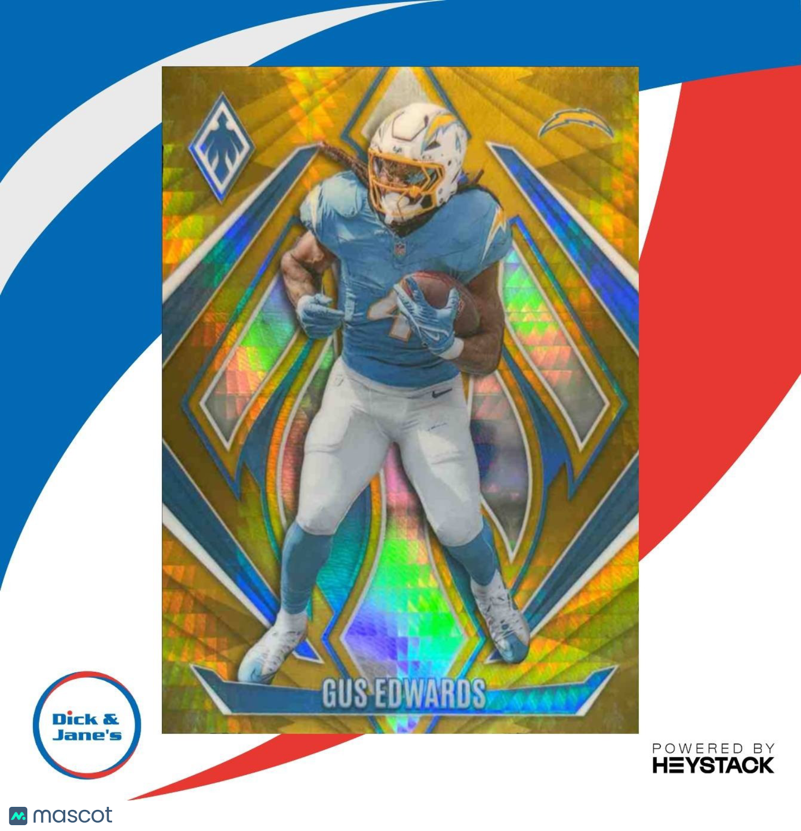 2024 Panini Phoenix Gus Edwards Gold Hyper 9/10 #65 Los Angeles Chargers - Sports Cards