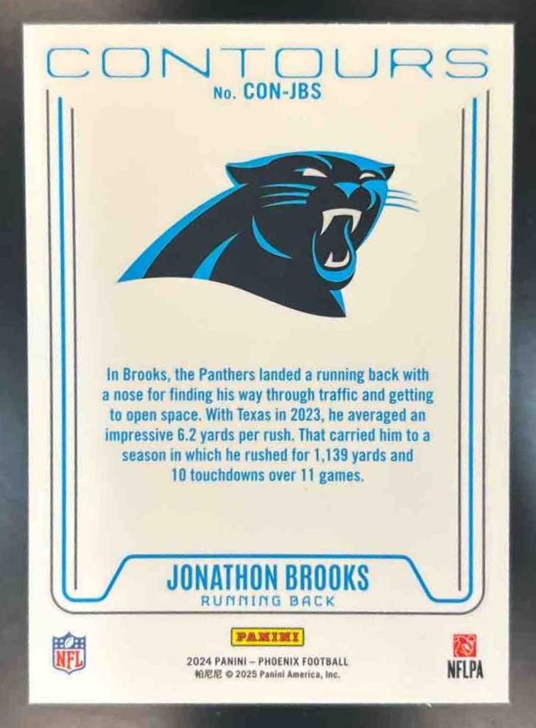 2024 Panini Phoenix Jonathon Brooks Contours Lazer RC Carolina Panthers - Sports Cards