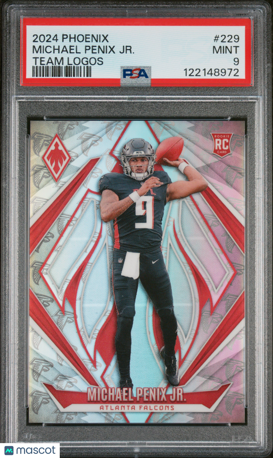 2024 Panini Phoenix Michael Penix Jr Team Logos Rookie 229 PSA 9 Atlanta Falcons - Graded Sports Cards