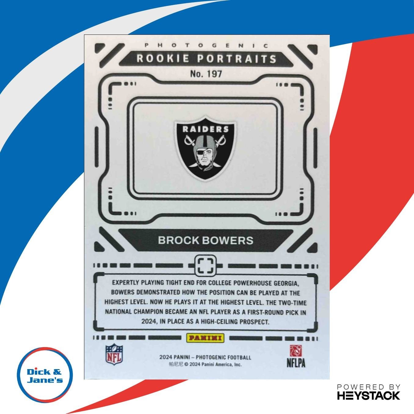 2024 Panini Photogenic Brock Bowers Purple /75 #197 Rookie Portrait Raiders - Sports Cards