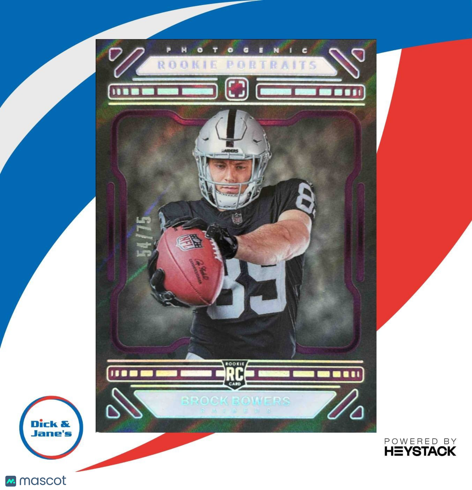 2024 Panini Photogenic Brock Bowers Purple /75 #197 Rookie Portrait Raiders - Sports Cards