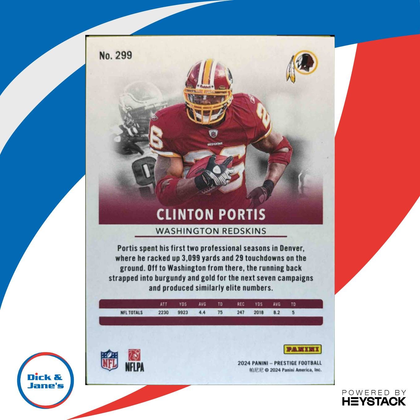 2024 Panini Prestige Clinton Portis Red Xtra Point /999 #299 Washington Redskins - Sports Cards