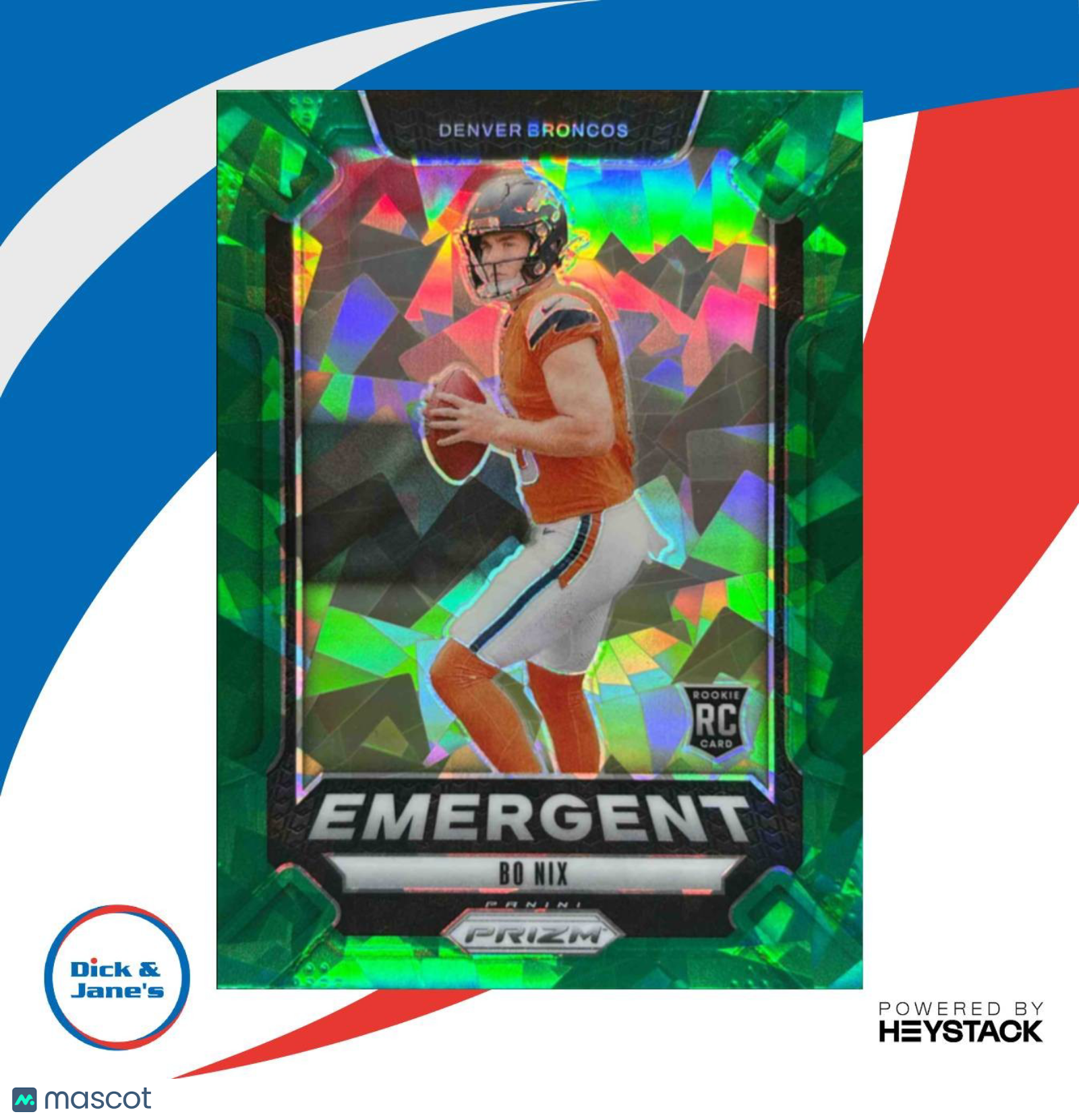 2024 Panini Prizm Bo Nix Emergent Green Ice #3 RC Denver Broncos - Sports Cards