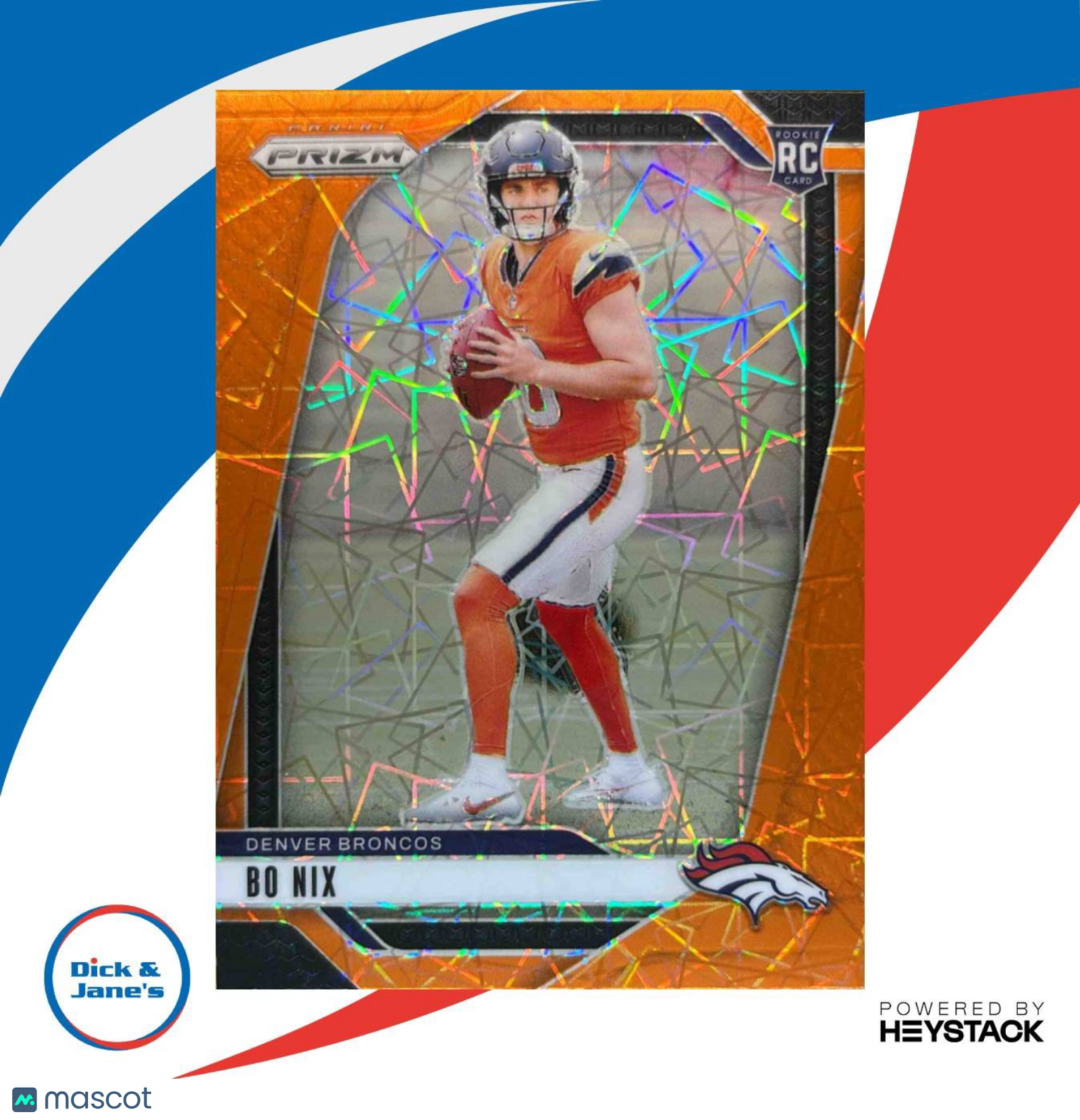 2024 Panini Prizm Bo Nix Orange Lazer #309 RC Denver Broncos - Sports Cards