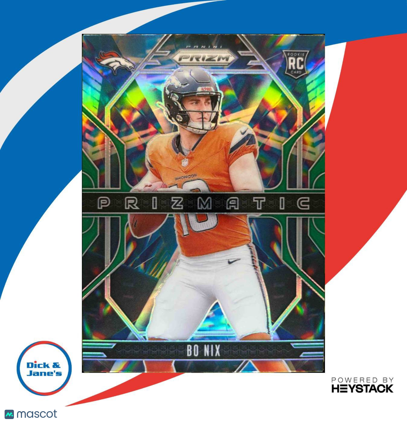 2024 Panini Prizm Bo Nix Prizmatic Green #11 RC Denver Broncos - Sports Cards