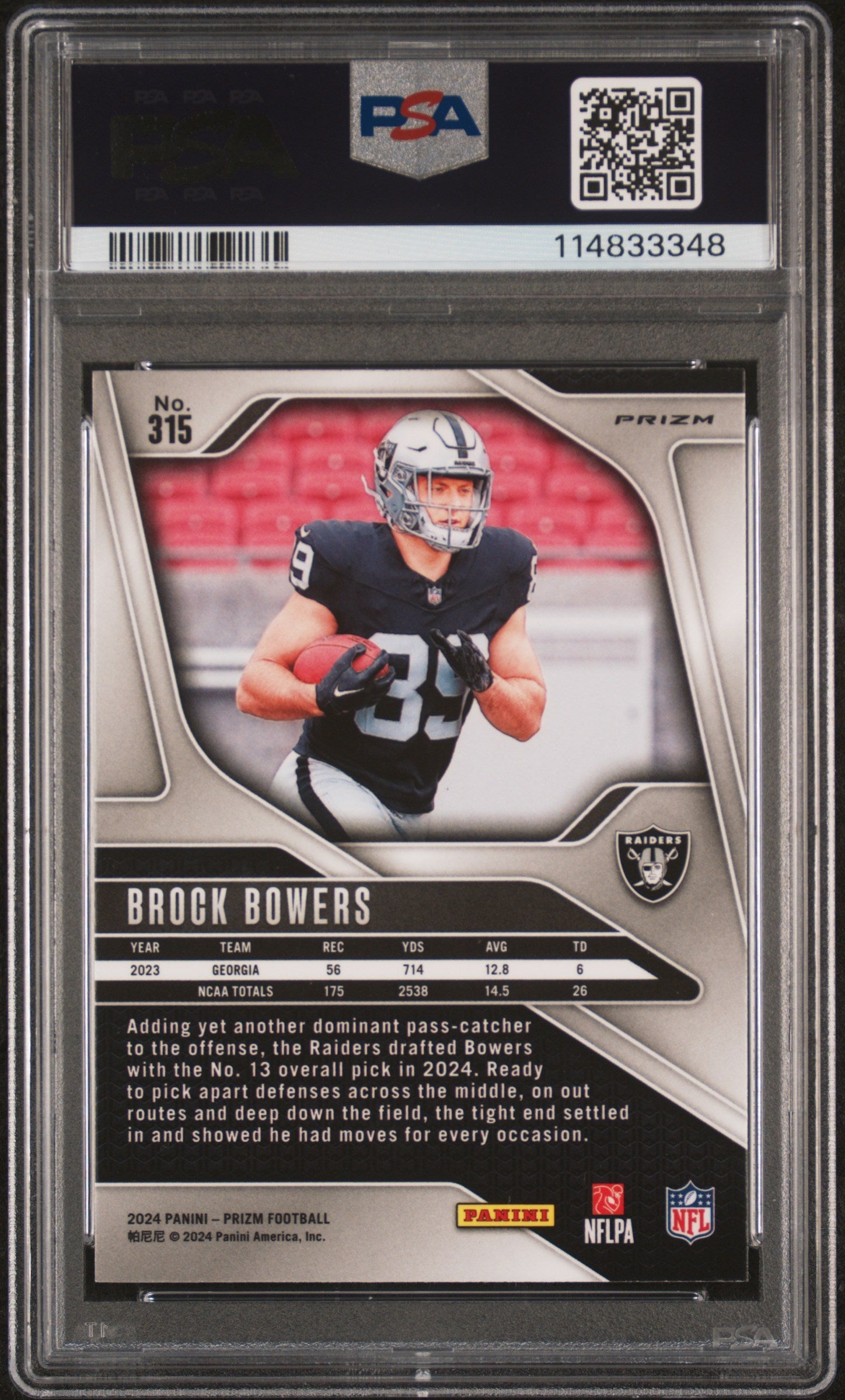 2024 Panini Prizm Brock Bowers Neon Green Pulsar Rookie #315 PSA 10 GEM MINT - Graded Sports Cards
