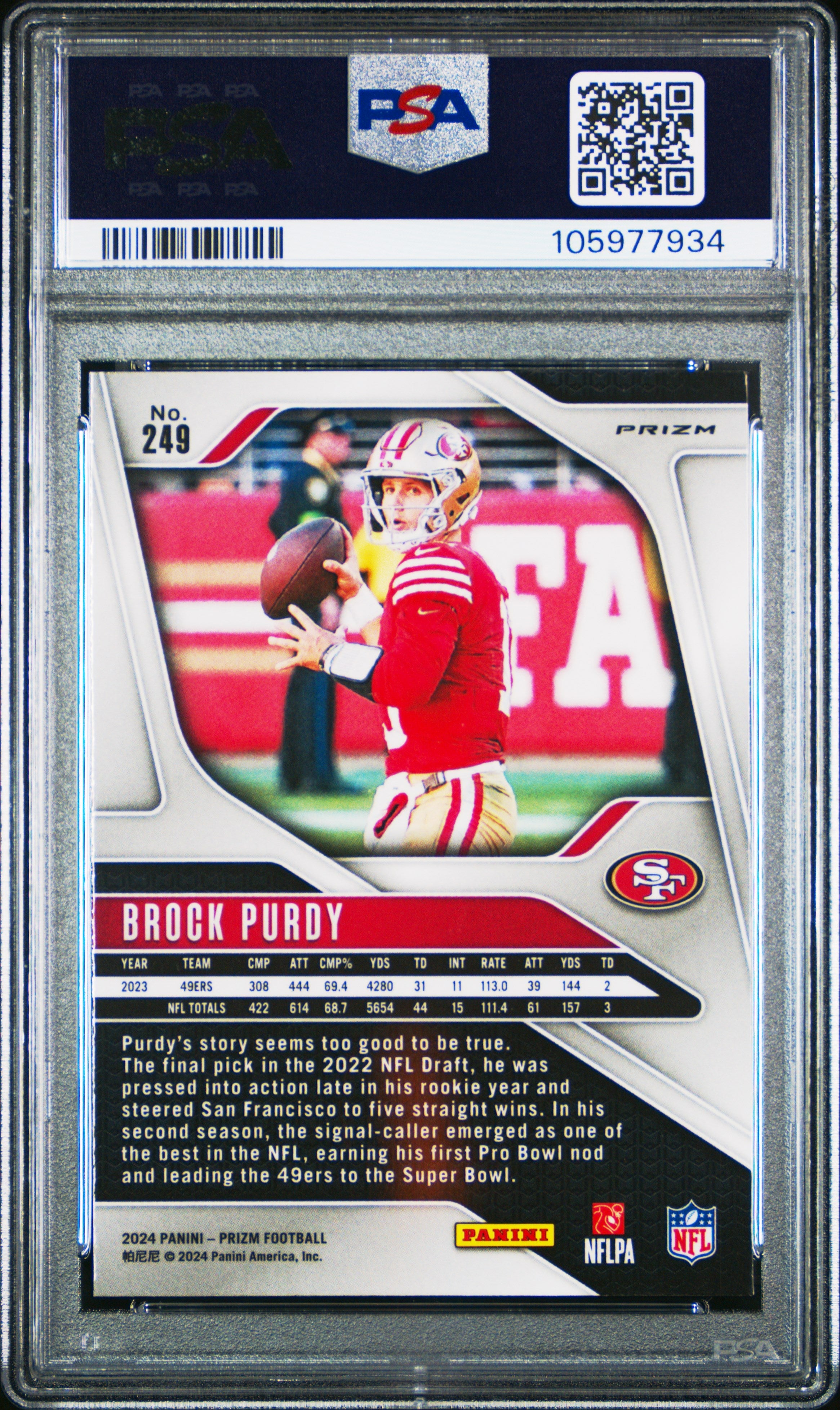2024 Panini Prizm Brock Purdy Silver #249 PSA 10 GEM MINT San Francisco 49ers - Graded Sports Cards