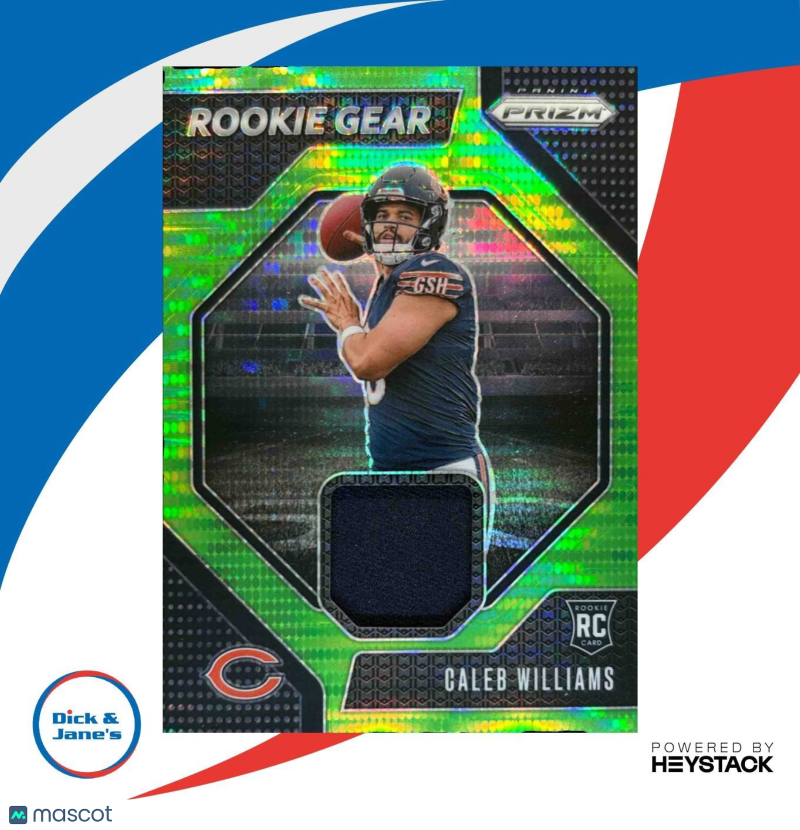 2024 Panini Prizm Caleb Williams Rookie Gear Neon Green Pulsar MEM RC Bears - Sports Cards