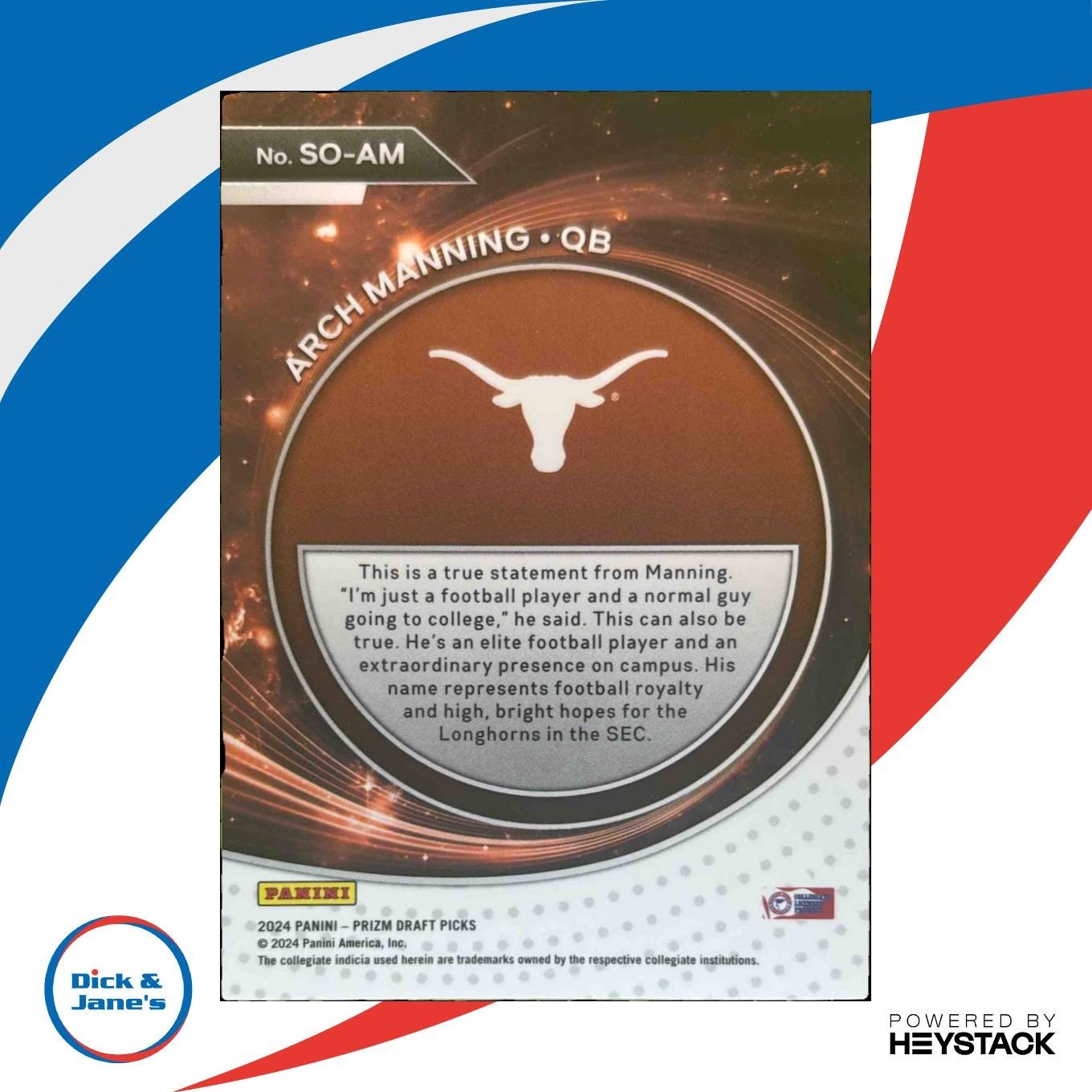 2024 Panini Prizm Collegiate Arch Manning Student Orientation Texas Longhorns - Sports Cards