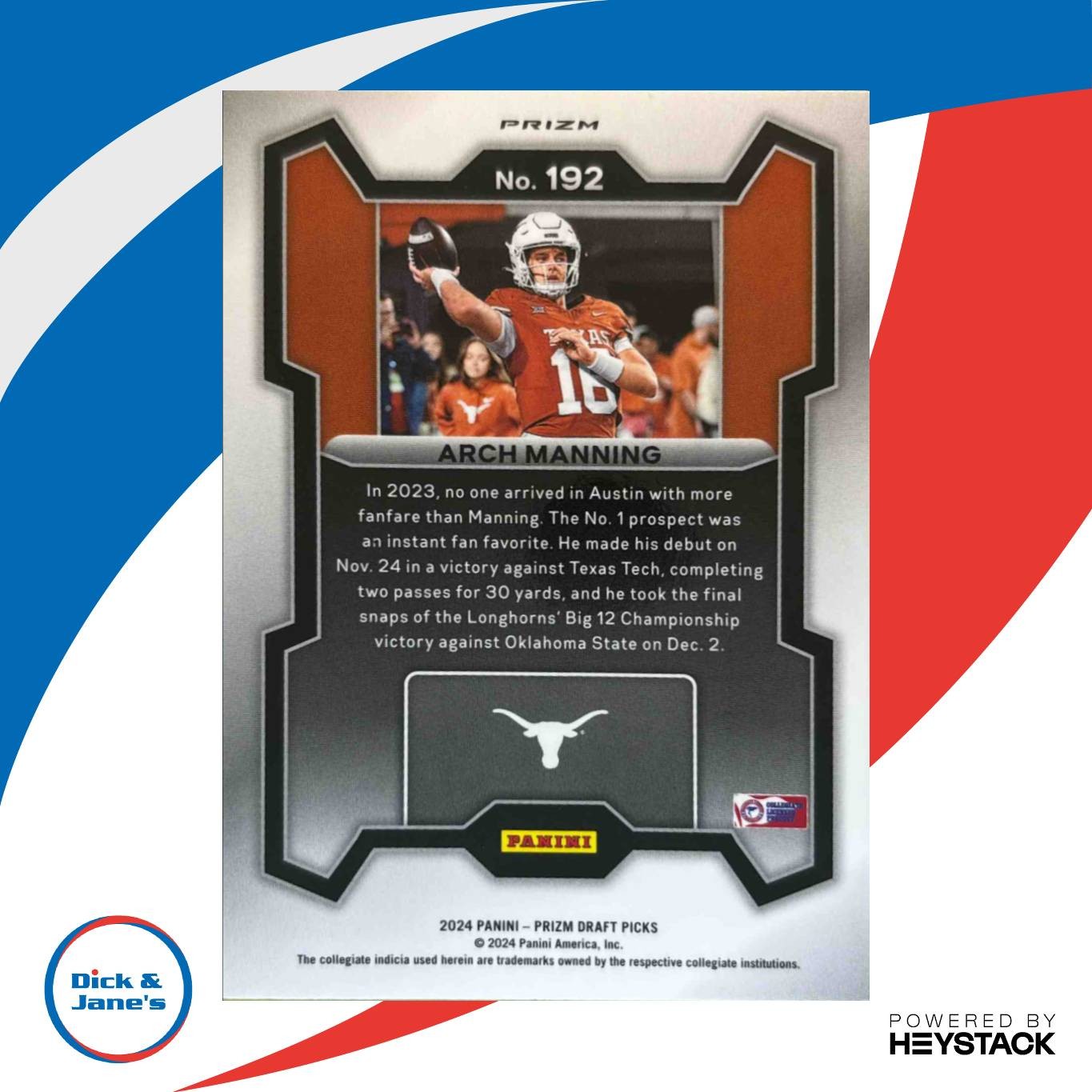 2024 Panini Prizm Collegiate Draft Picks Arch Manning Green #192 Texas Longhorns - Sports Cards