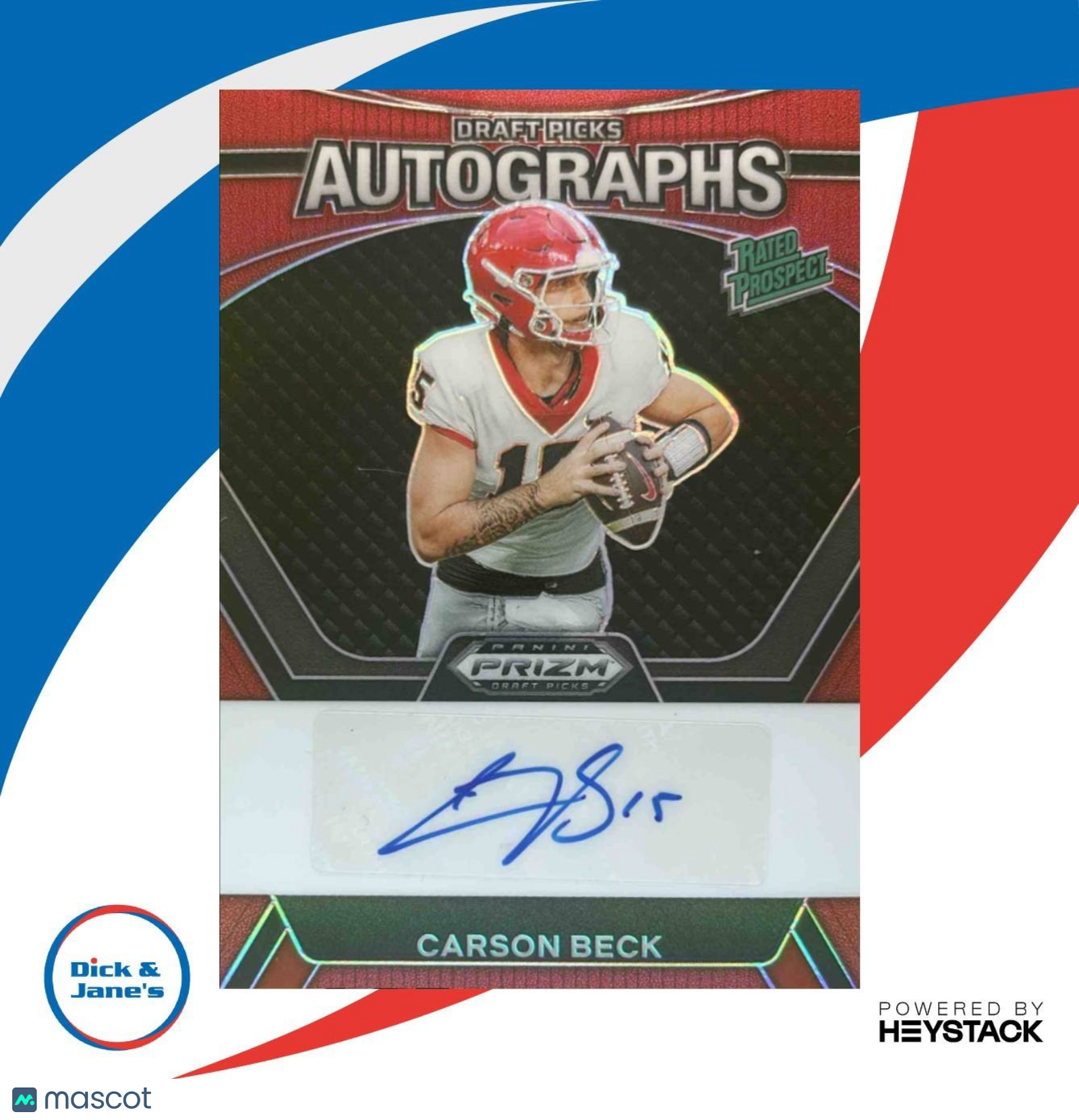 2024 Panini Prizm Collegiate Draft Picks Carson Beck Pick Auto Red /199 Bulldogs - Sports Cards