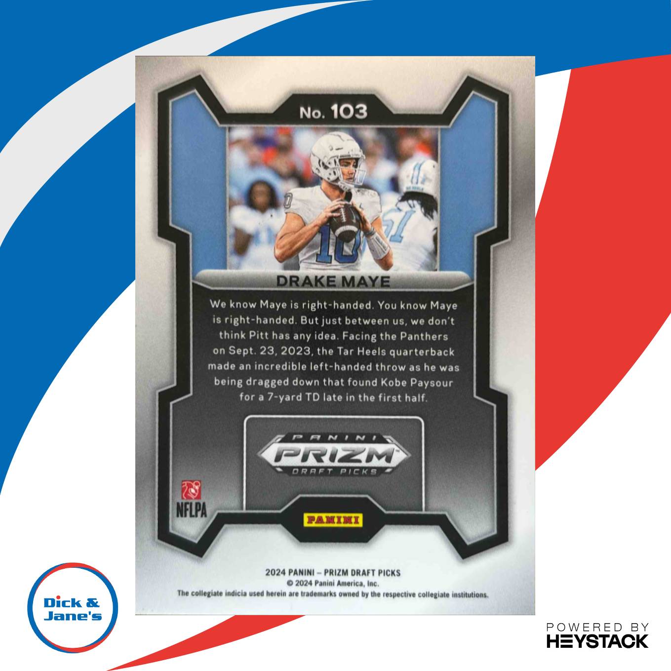 2024 Panini Prizm Collegiate Draft Picks Drake Maye #103 RC North Carolina - Sports Cards