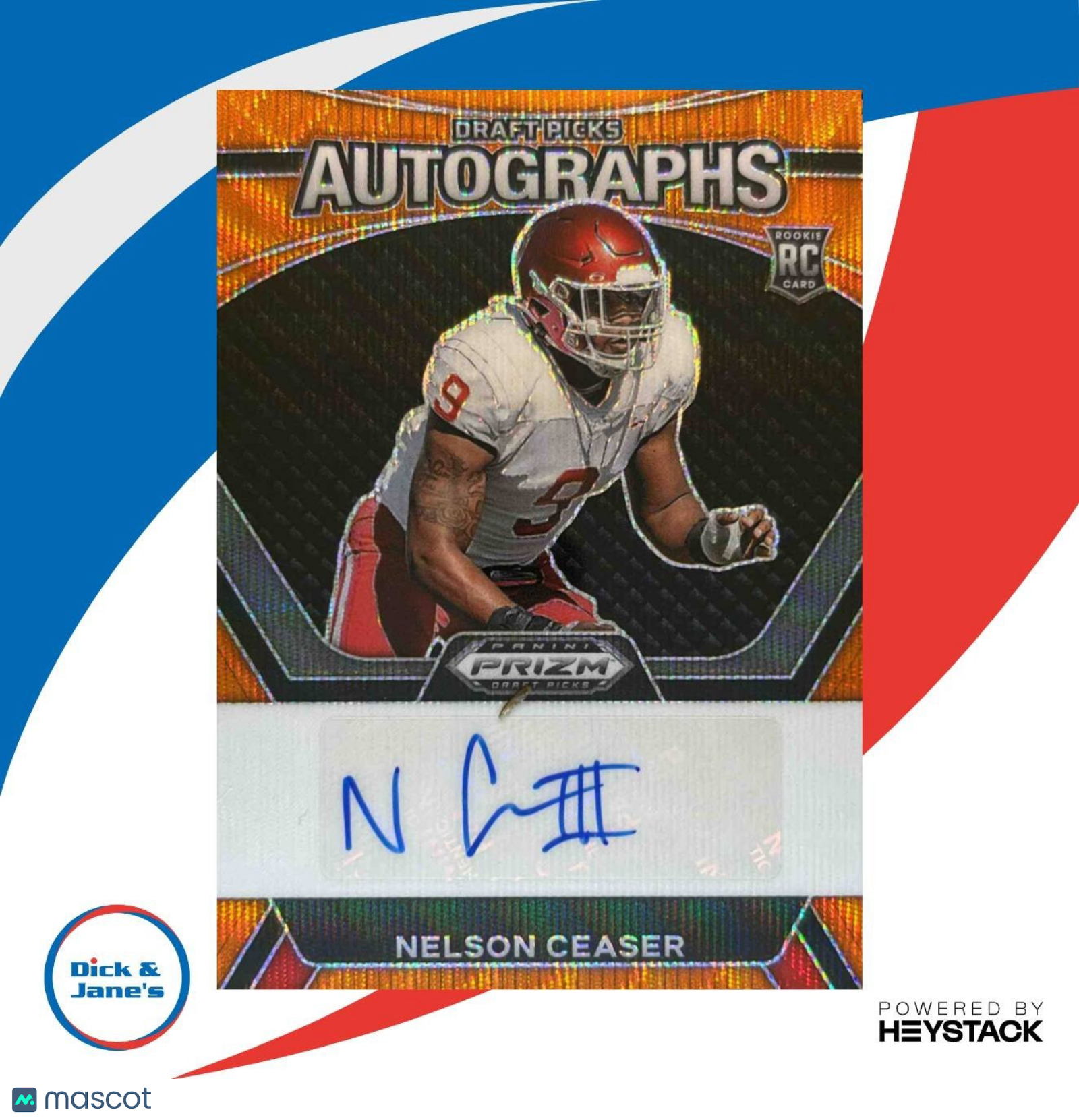 2024 Panini Prizm Collegiate Draft Picks Nelson Ceaser Pick Auto Orange Wave - Sports Cards