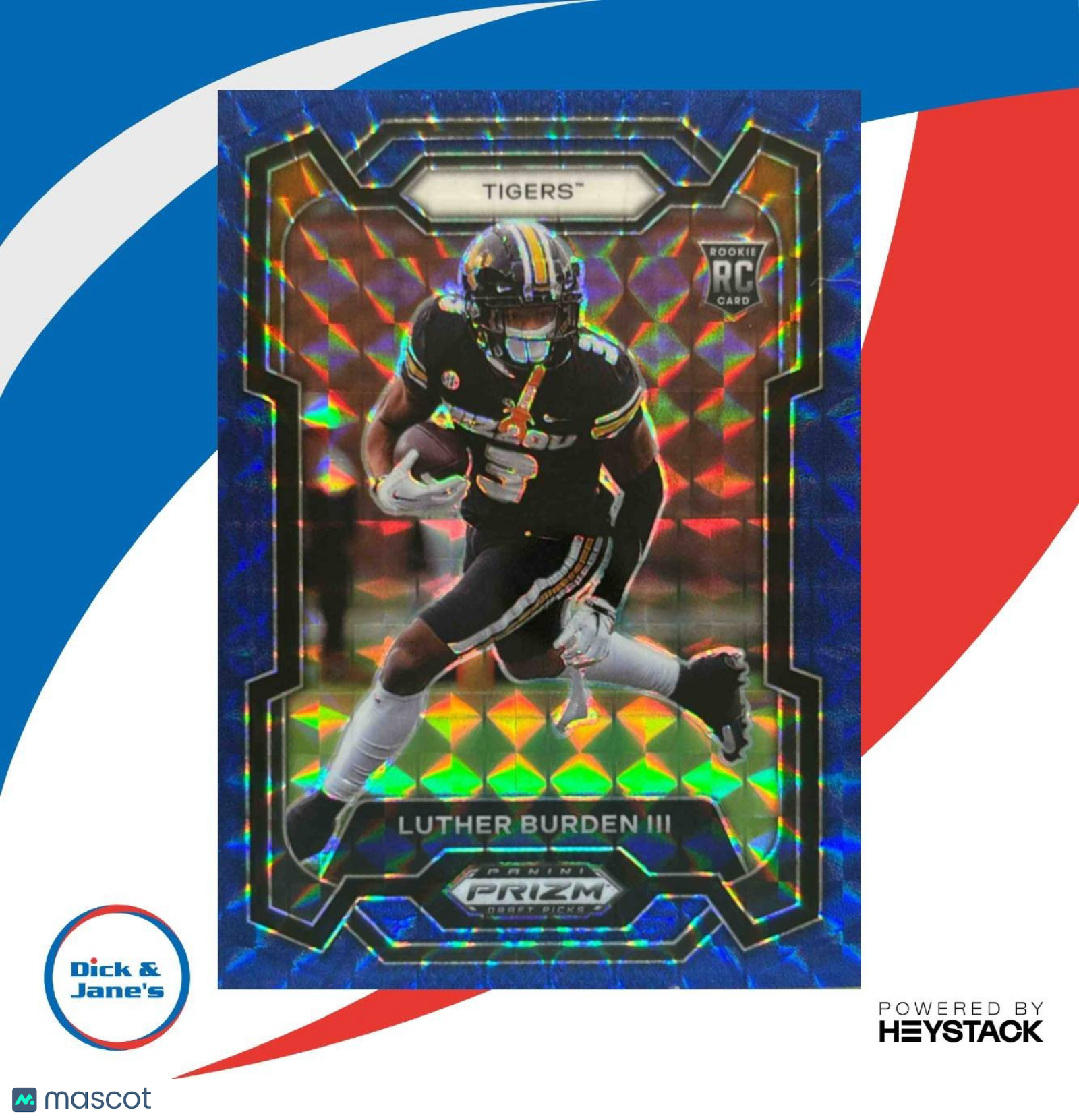 2024 Panini Prizm Collegiate Luther Burden III Blue Finite /89 #198 Tigers - Sports Cards