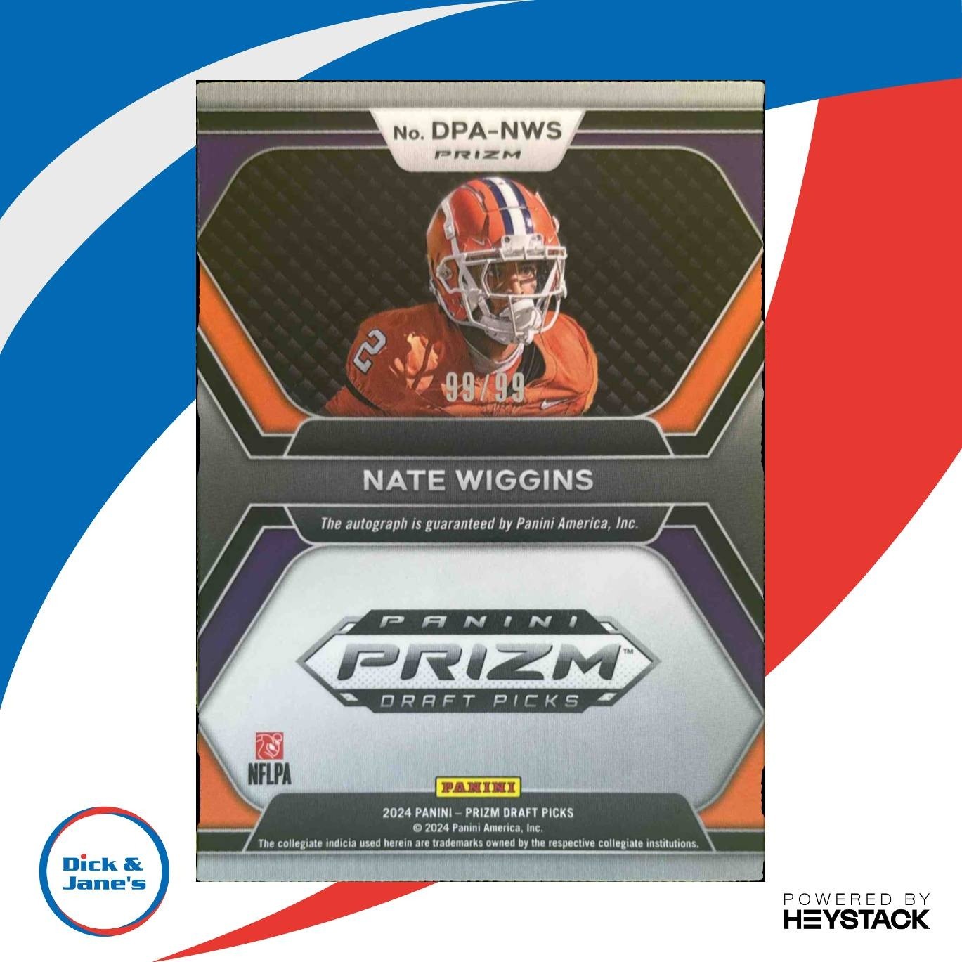 2024 Panini Prizm Collegiate Nate Wiggins Auto Purple Ice 99/99 RC Tigers - Sports Cards