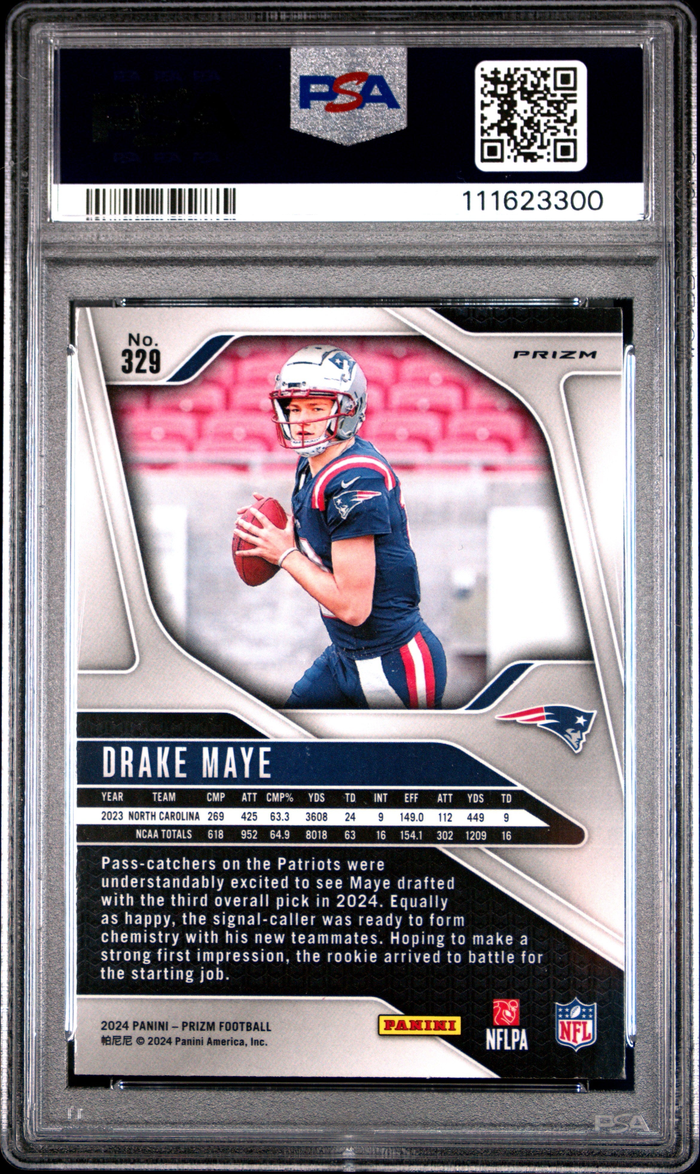 2024 Panini Prizm Drake Maye Pink #329 PSA 9 - Graded Sports Cards