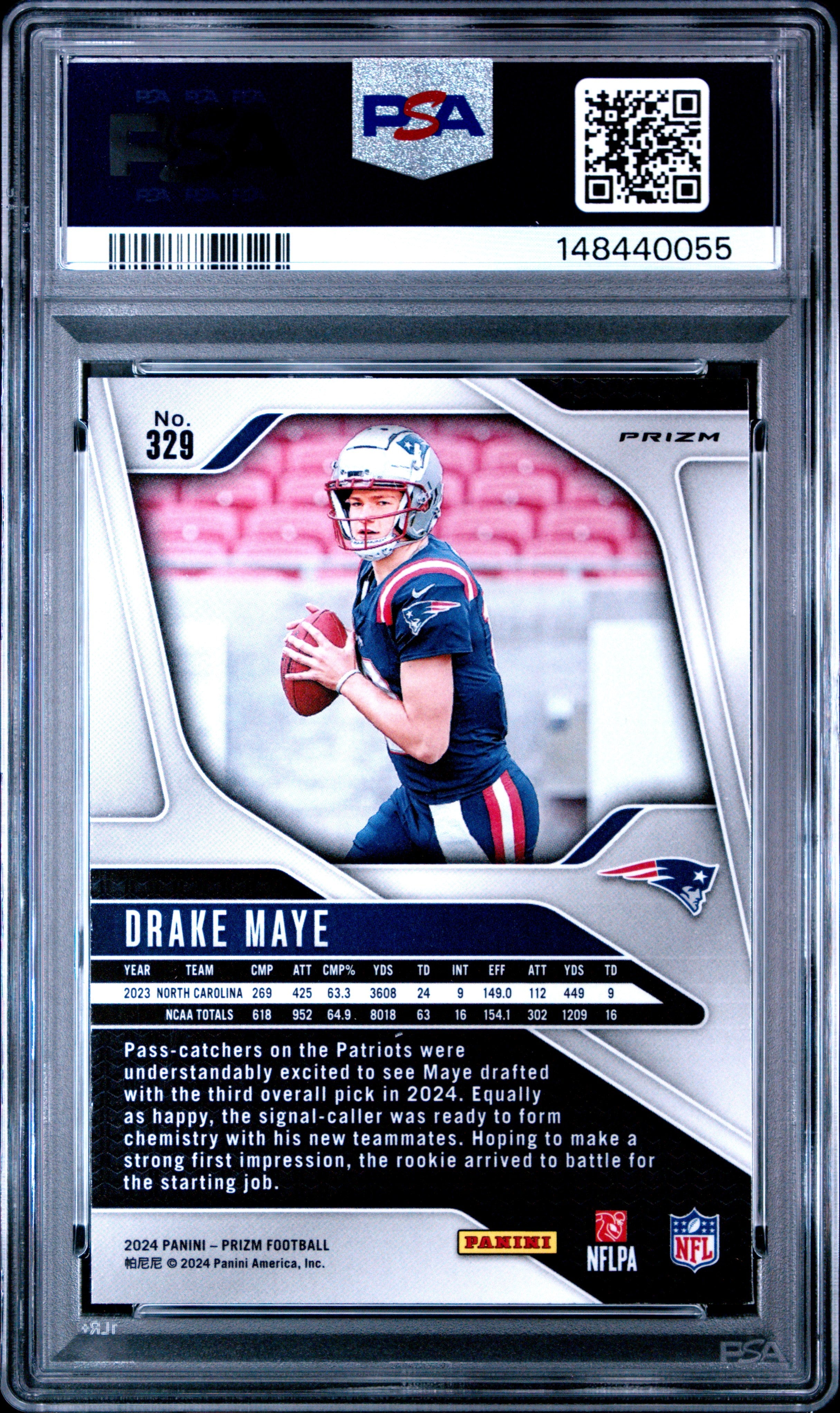 2024 Panini Prizm Drake Maye Red White Blue #329 PSA 9 - Graded Sports Cards