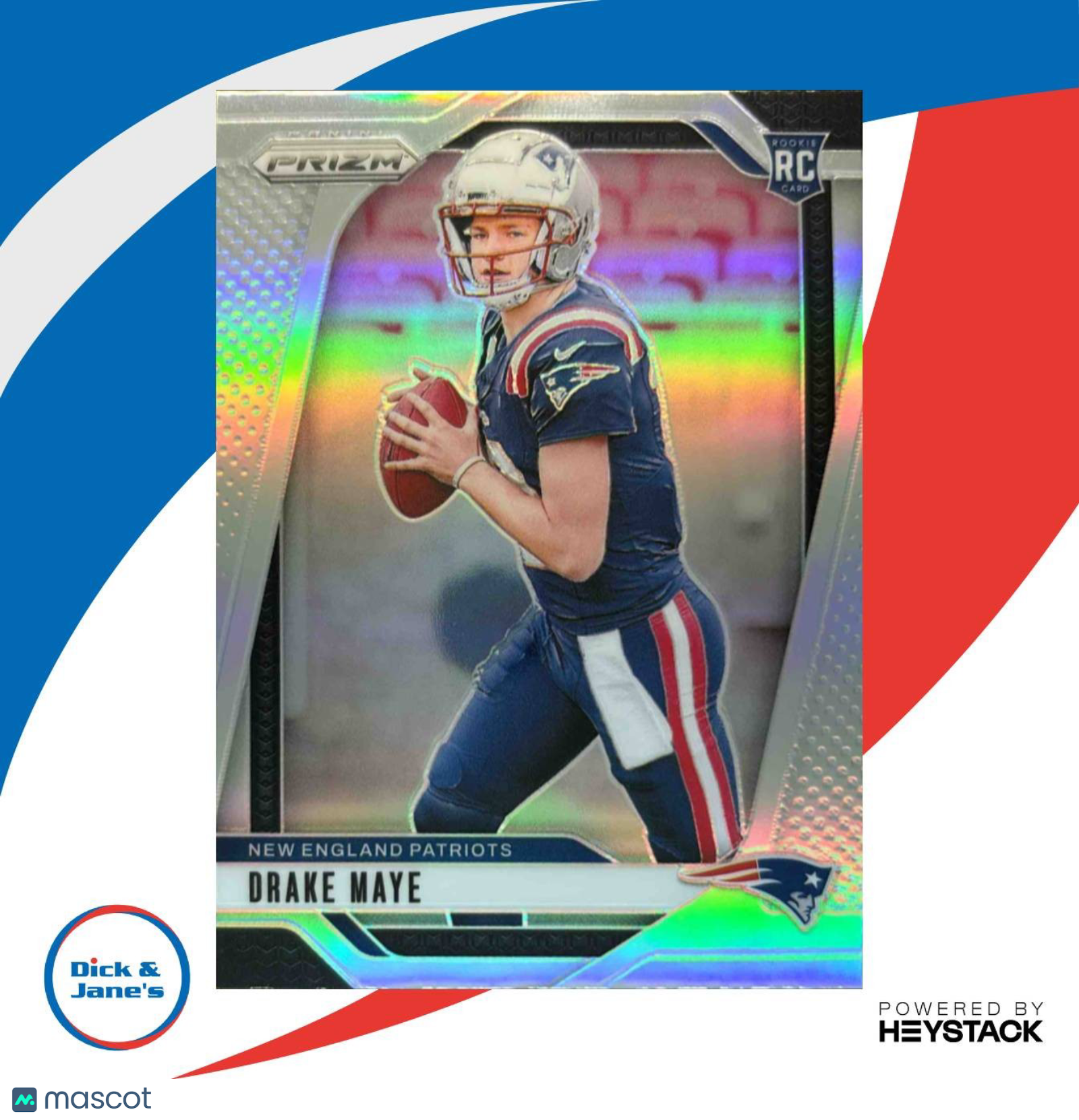 2024 Panini Prizm Drake Maye Silver HOLO #329 RC New England Patriots DJ2 - Sports Cards