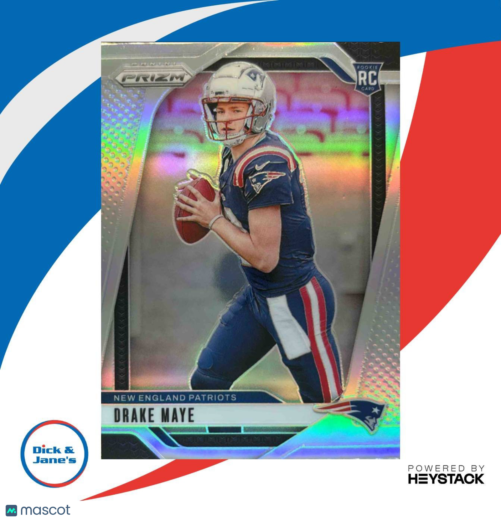 2024 Panini Prizm Drake Maye Silver HOLO #329 RC New England Patriots - Sports Cards