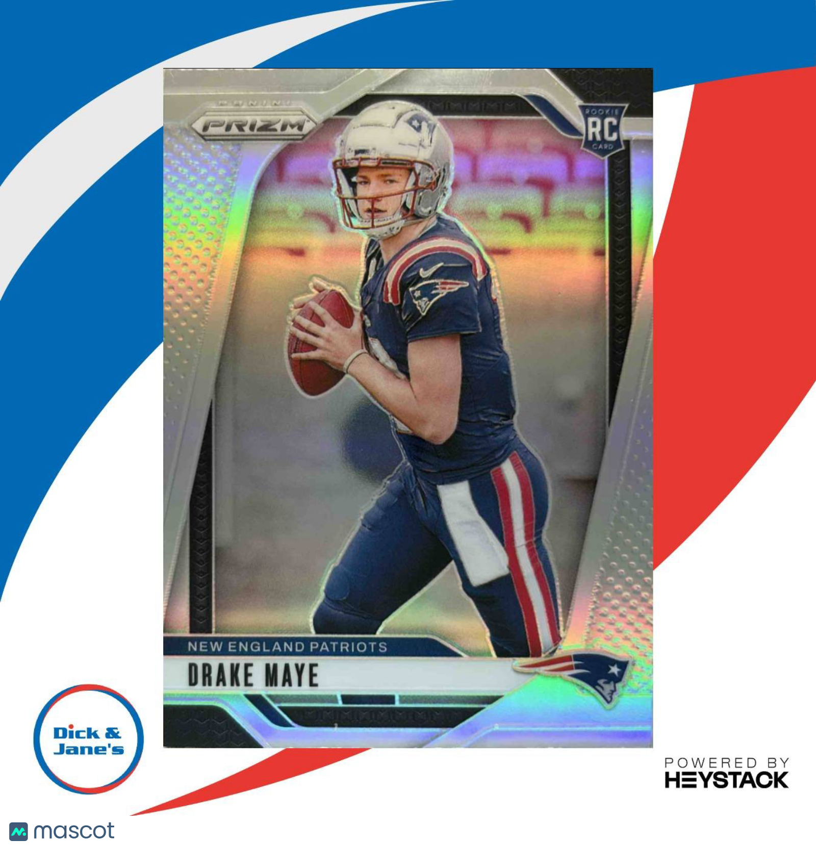 2024 Panini Prizm Drake Maye Silver HOLO #329 RC New England Patriots DJ3 - Sports Cards