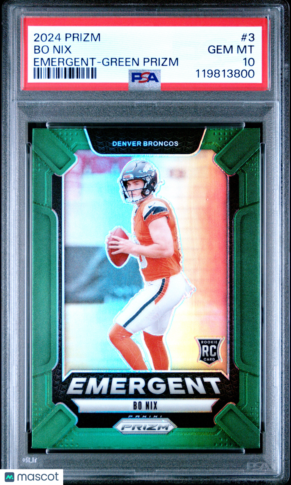 2024 Panini Prizm Emergent Bo Nix Green #3 PSA 10 - Graded Sports Cards
