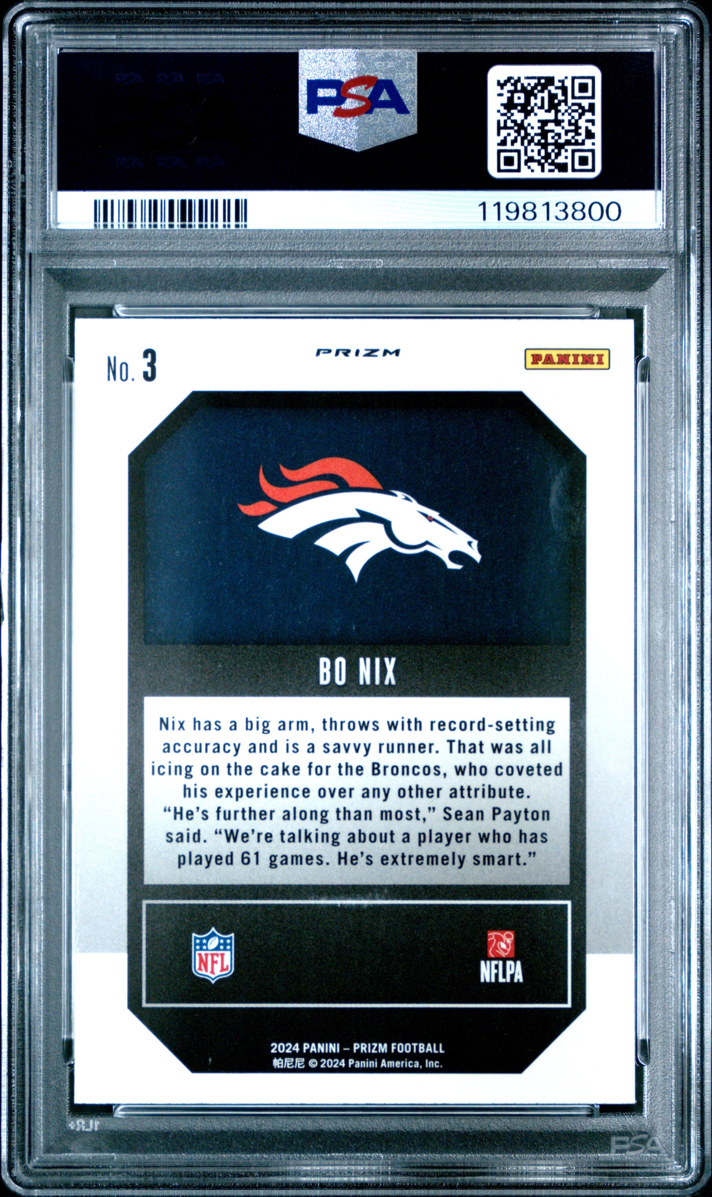 2024 Panini Prizm Emergent Bo Nix Green #3 PSA 10 - Graded Sports Cards