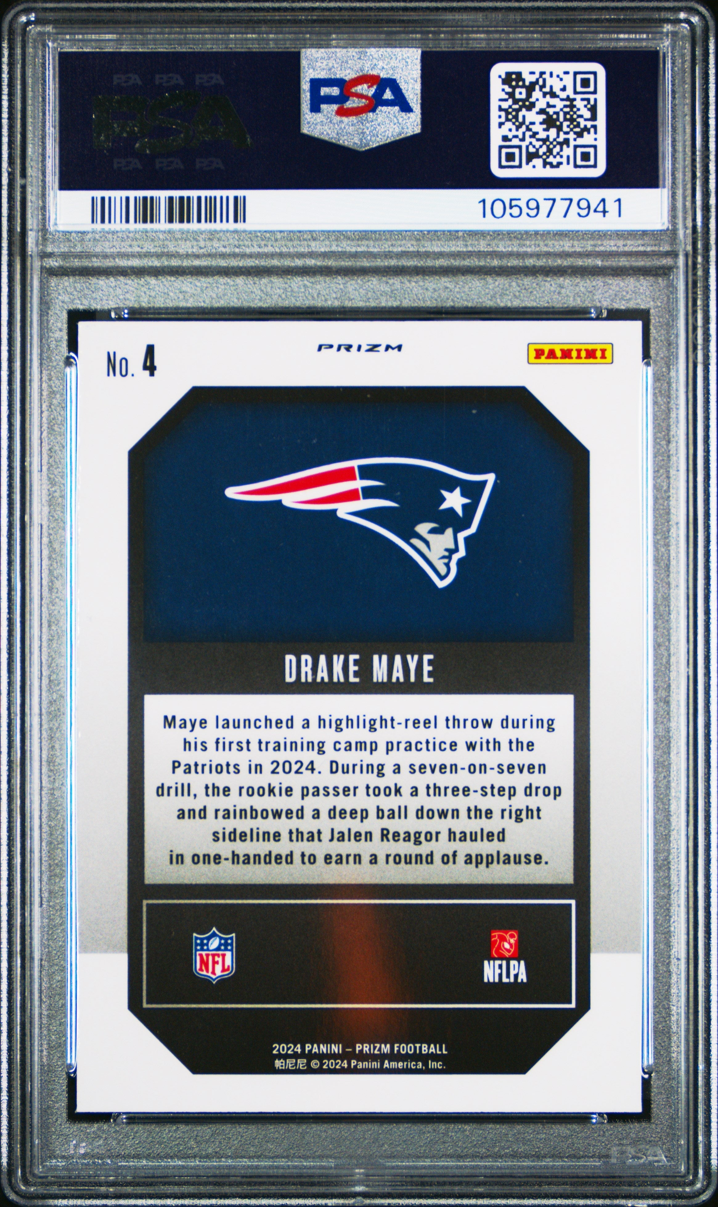 2024 Panini Prizm Emergent Drake Maye Green Rookie #4 PSA 9 New England Patriots - Graded Sports Cards